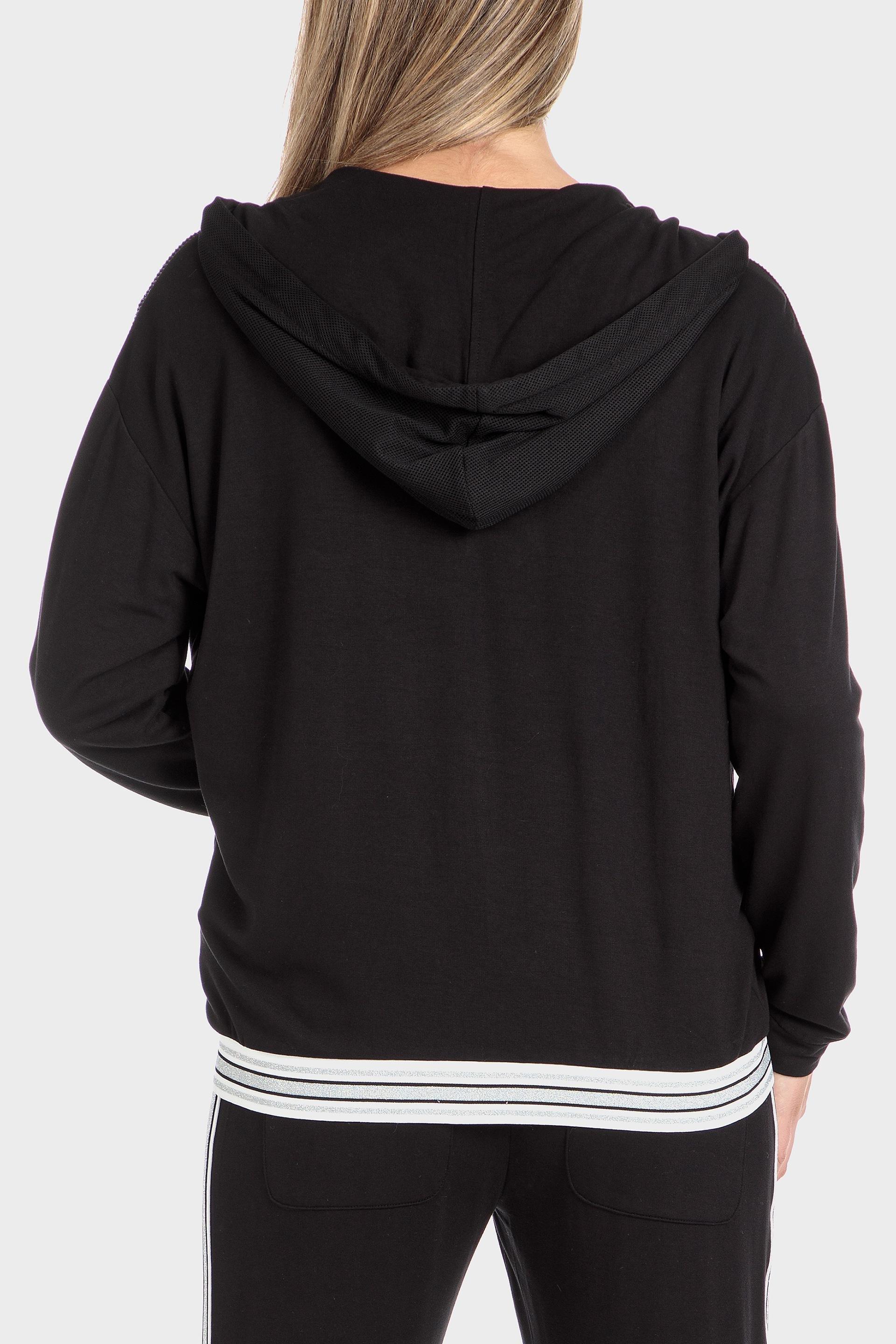 Black Hooded Sports Jacket, , large image number 5