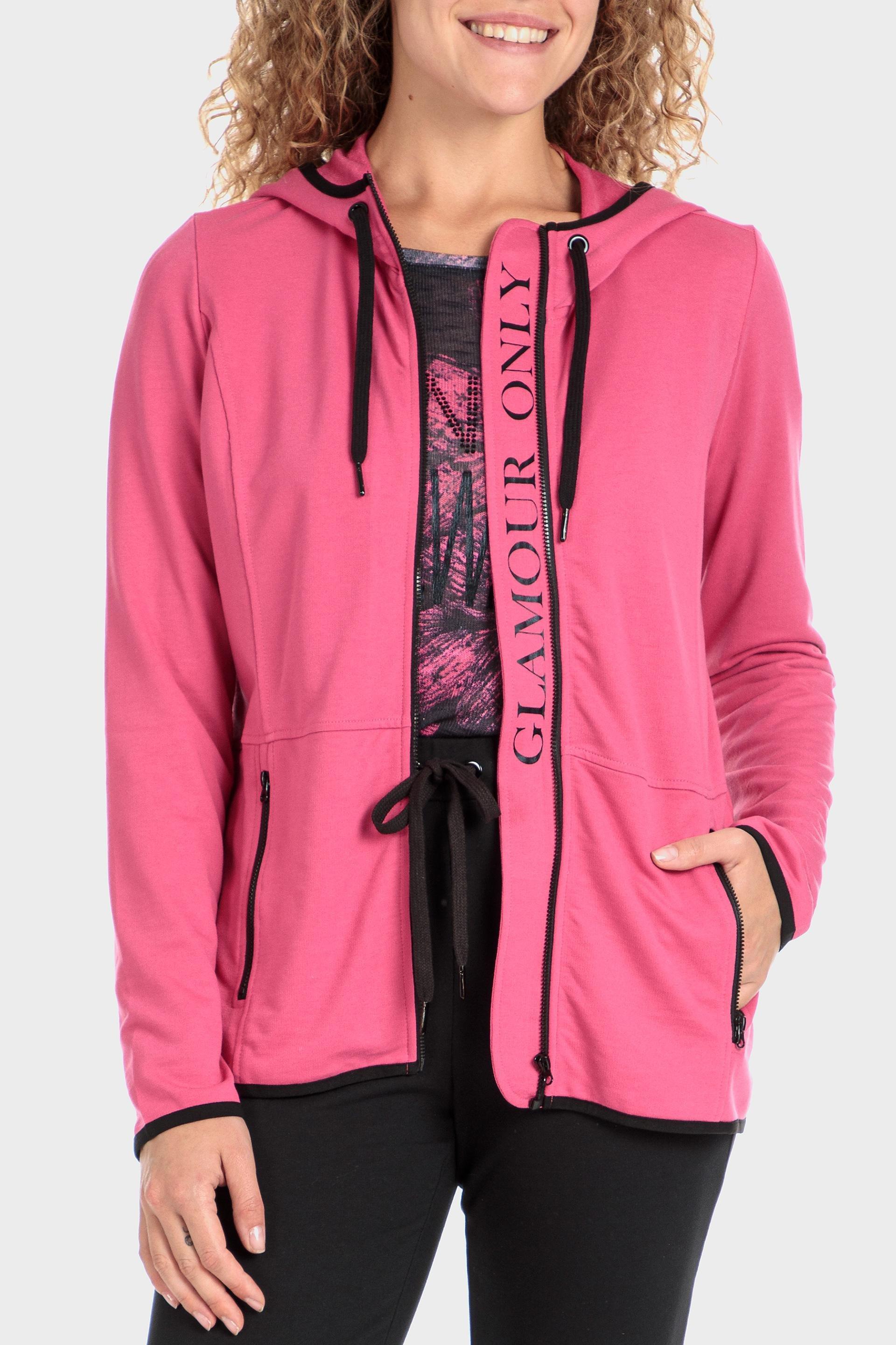 Pink Hooded Sports Jacket, , large image number 1