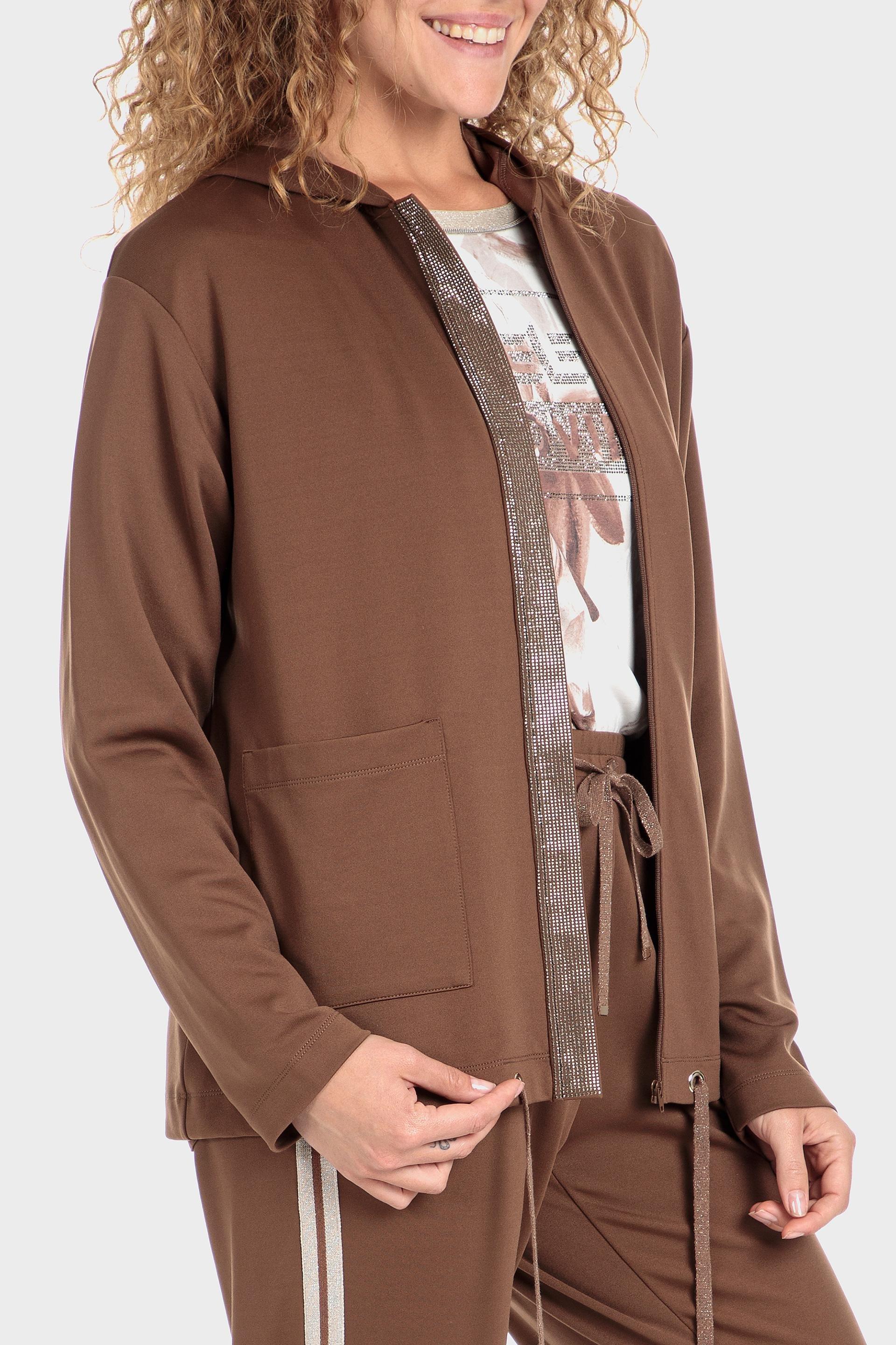 Brown Hooded Sports Jacket, , large image number 1
