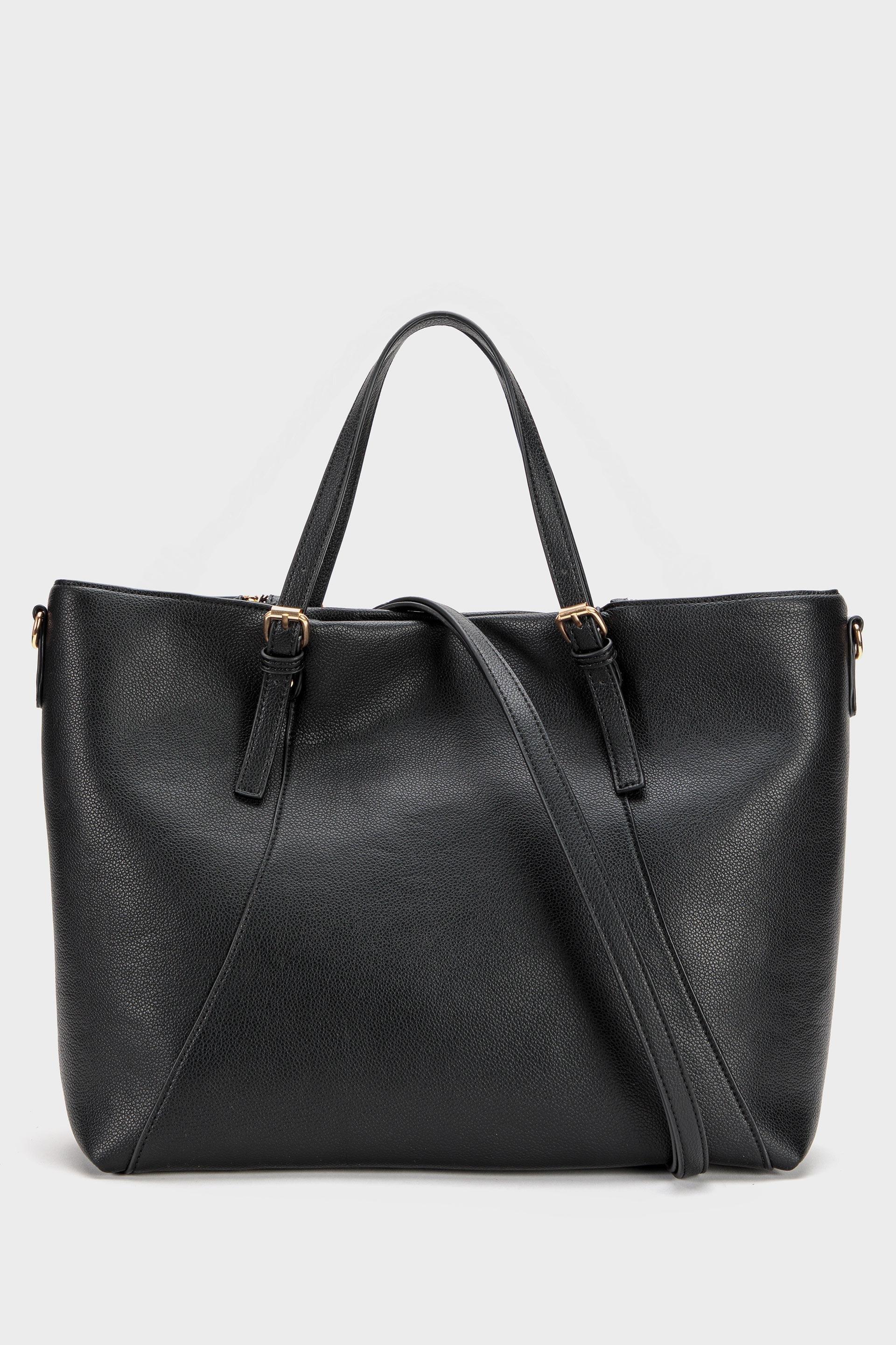 Black Leather Tote Bag, , large image number 0