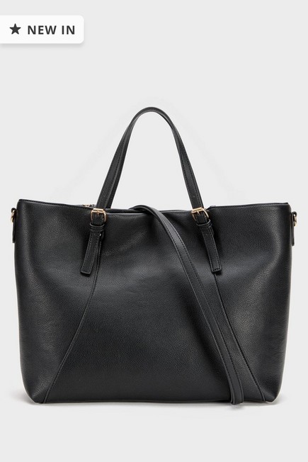 Punt Roma - Black Leather Tote Bag