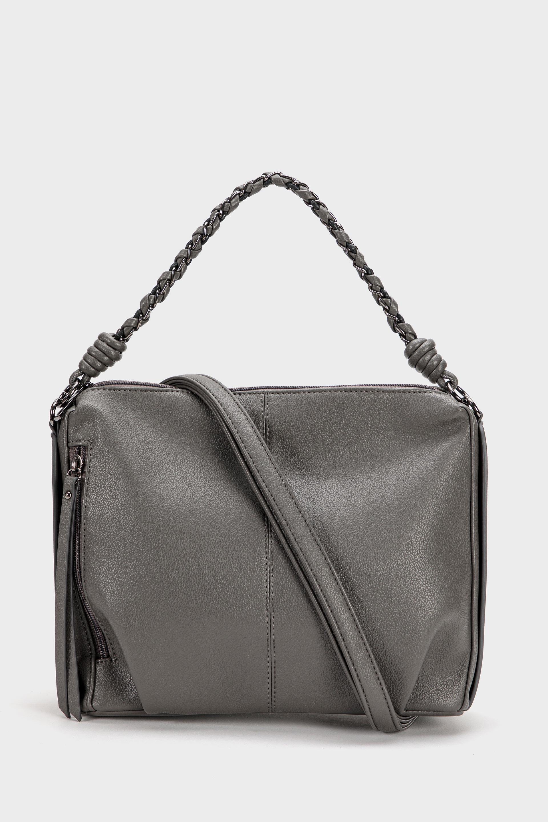 Grey Leather Hand Bag, , large image number 0
