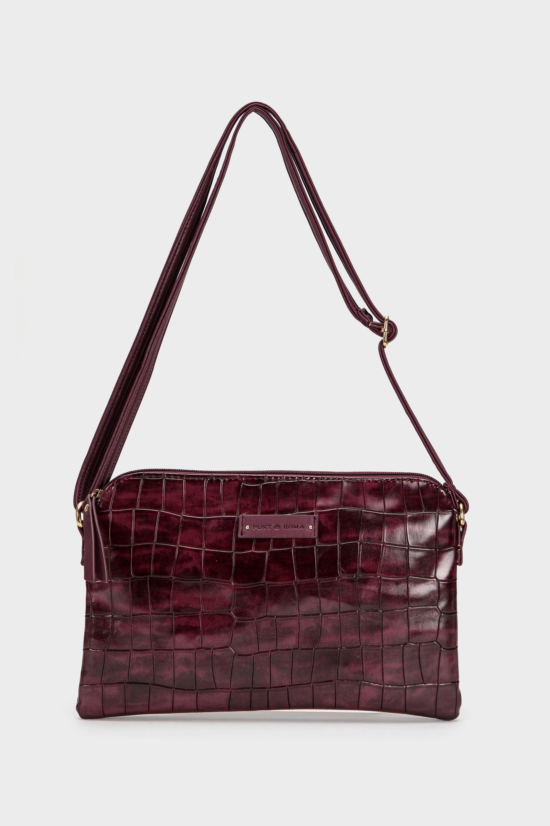 Brown Textured Shoulder Bag, Garnet, large image number 0
