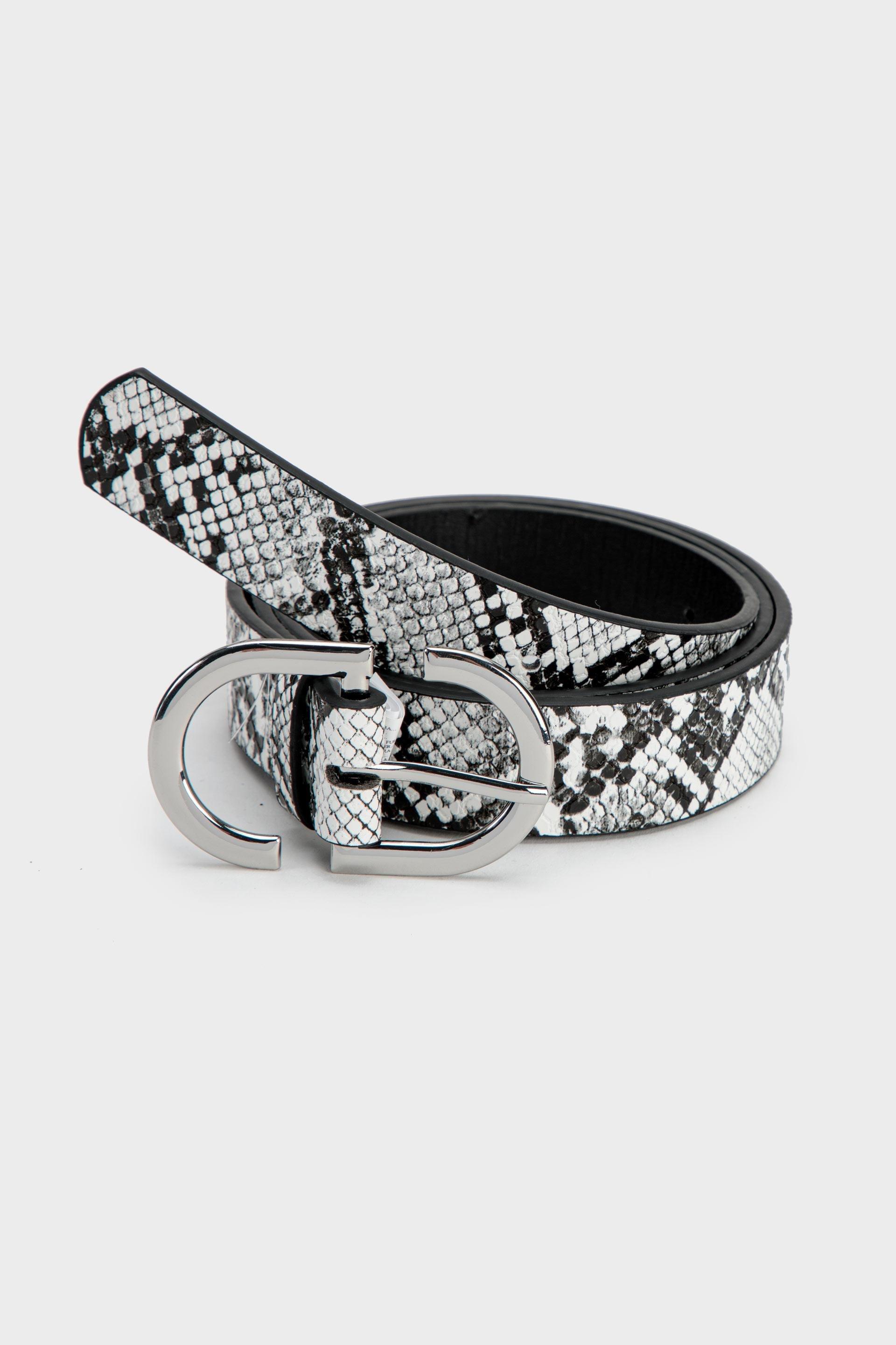 Punt Roma - White Animal Print Waist Belt