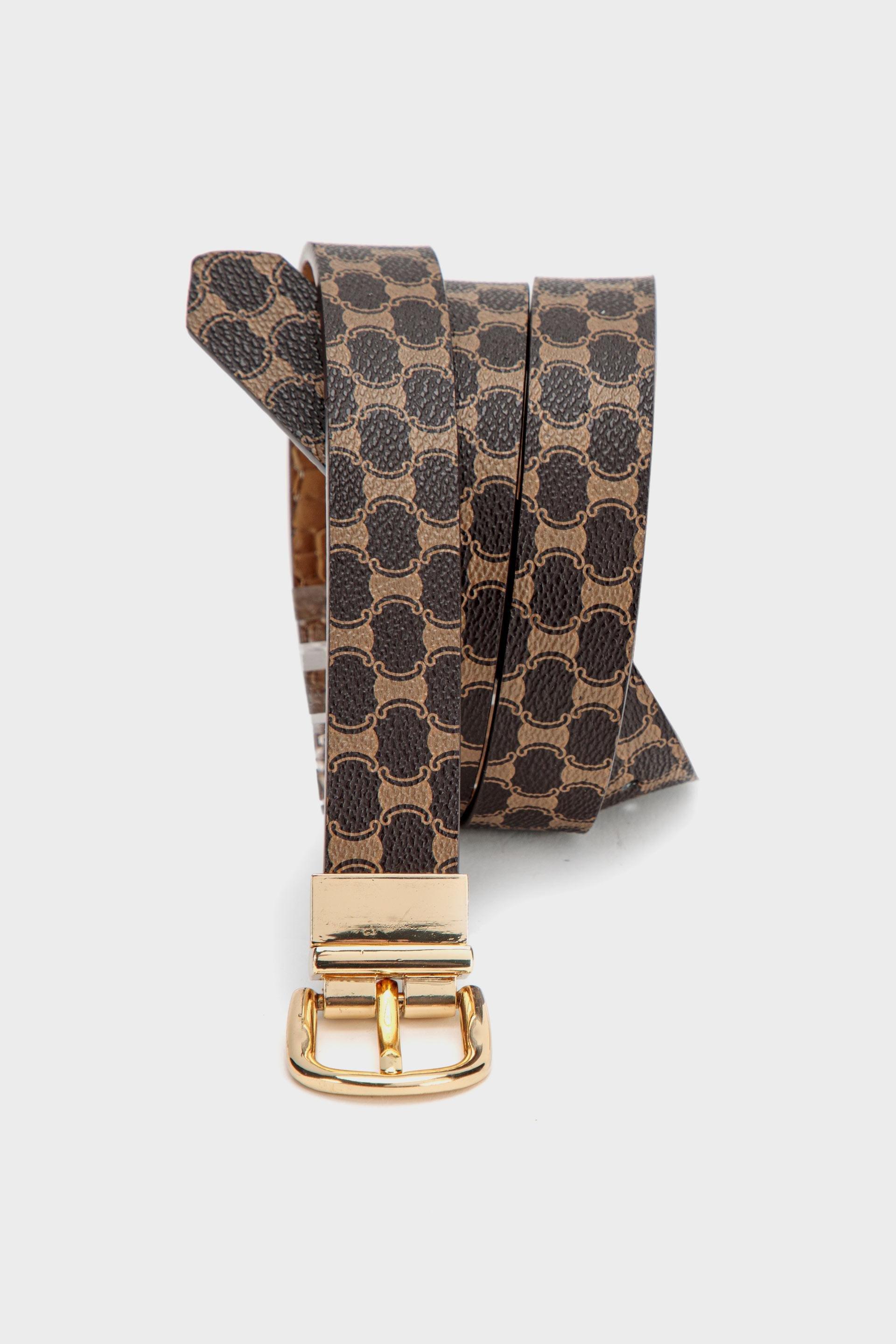 Brown Animal Print Reversible Waist Belt, , large image number 1