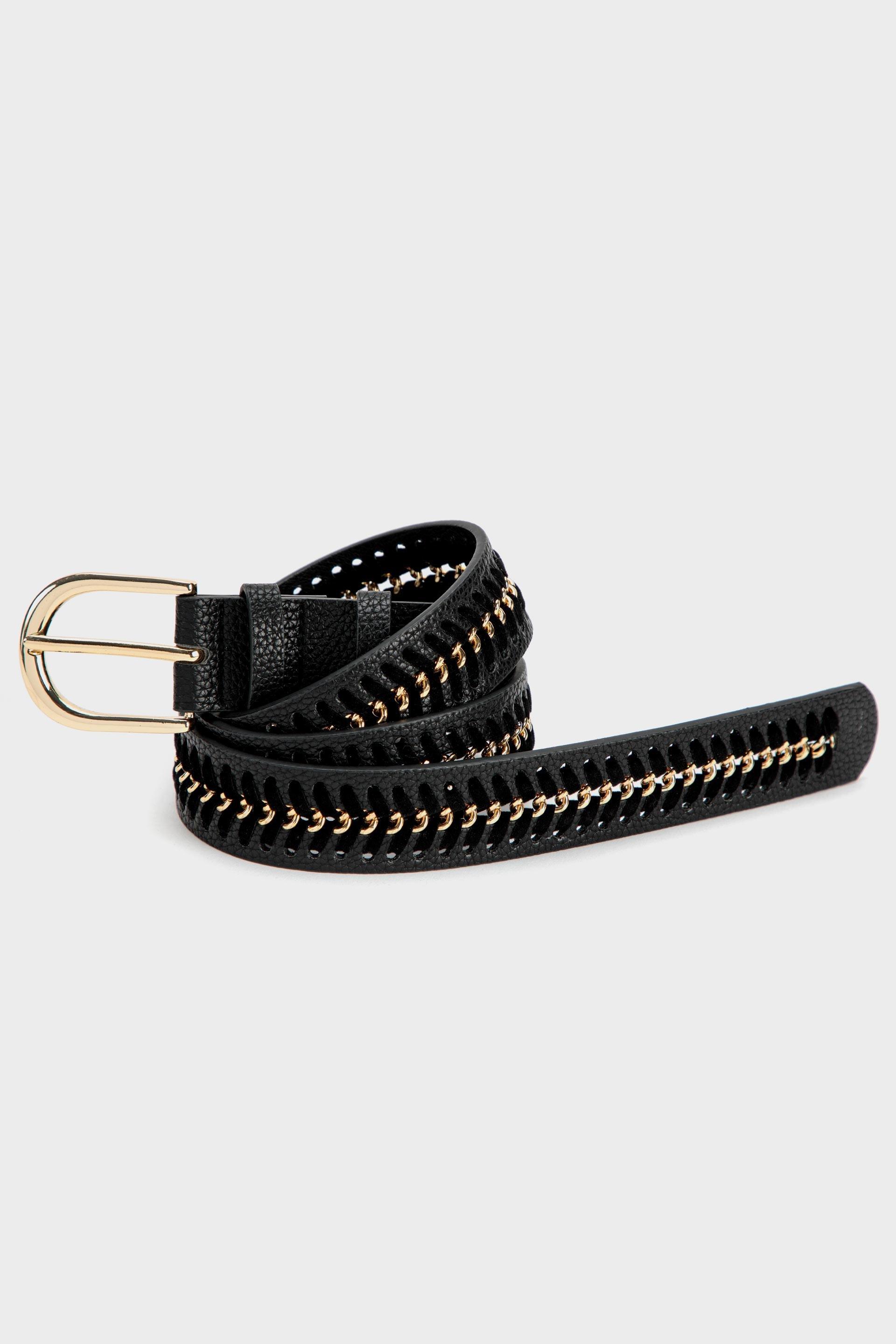 Black Hollow Out Buckle Belt, , large image number 0