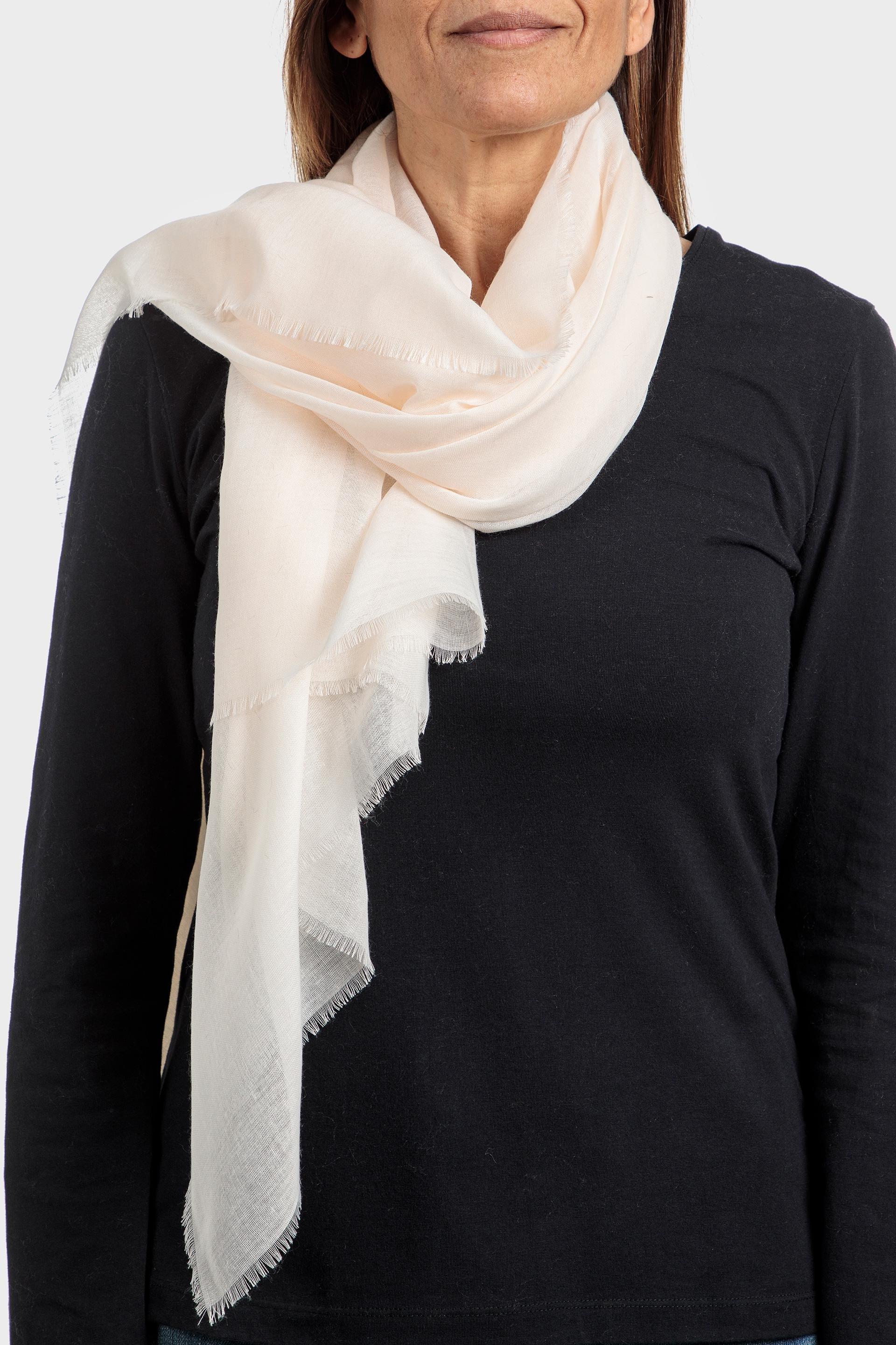 Cream Solid Scarf, White Off White, large image number 0
