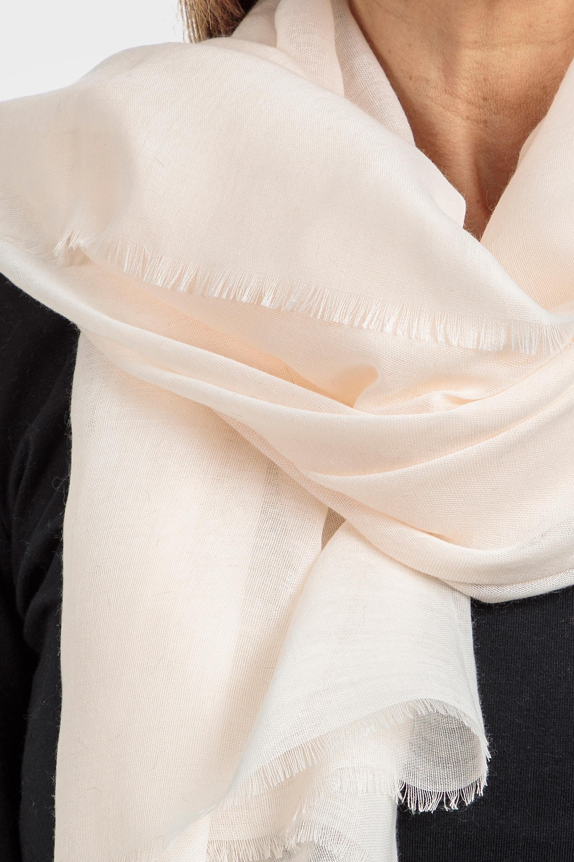 Cream Solid Scarf, White Off White, large image number 1
