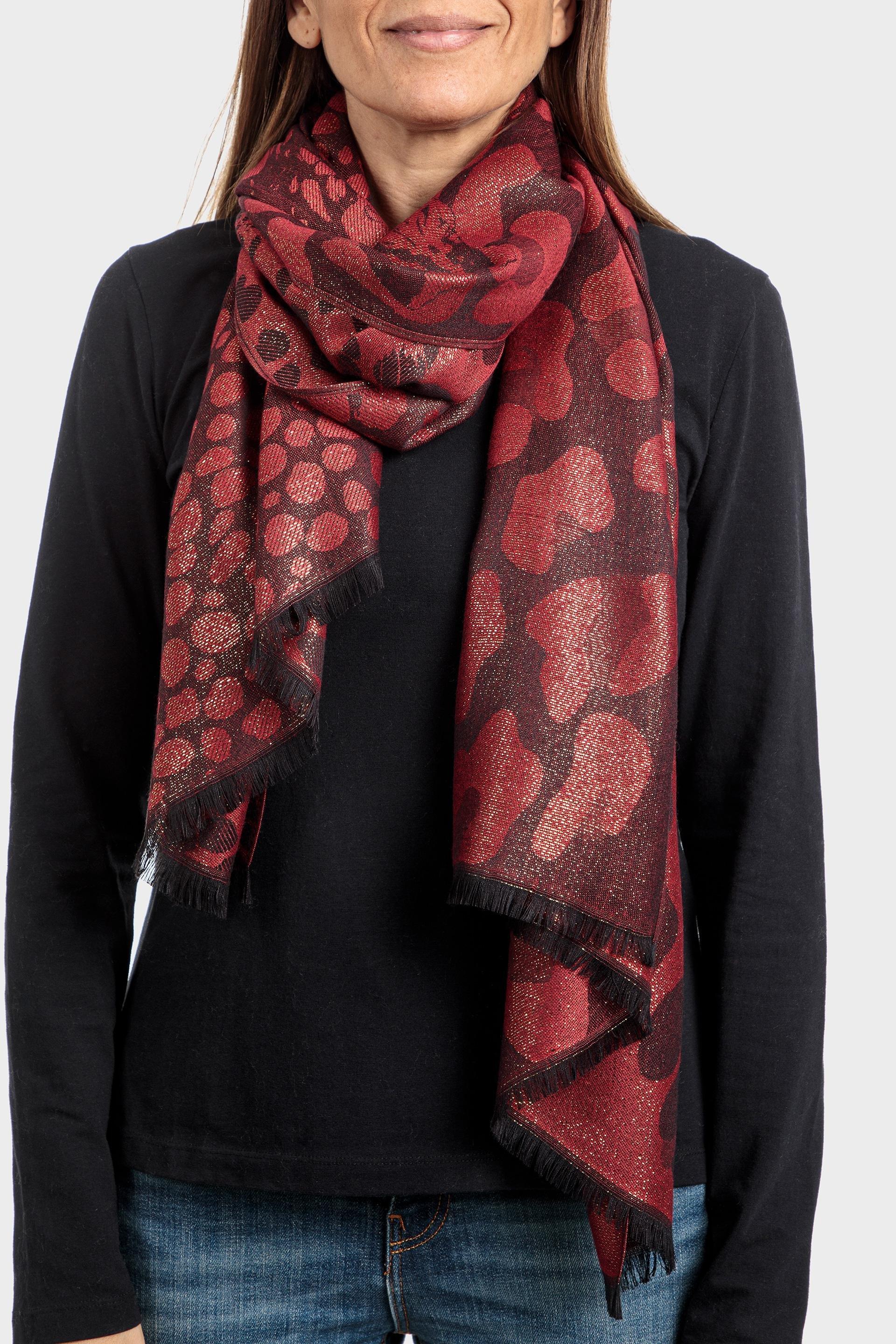 Red Printed Glitter Scarf, , large image number 0