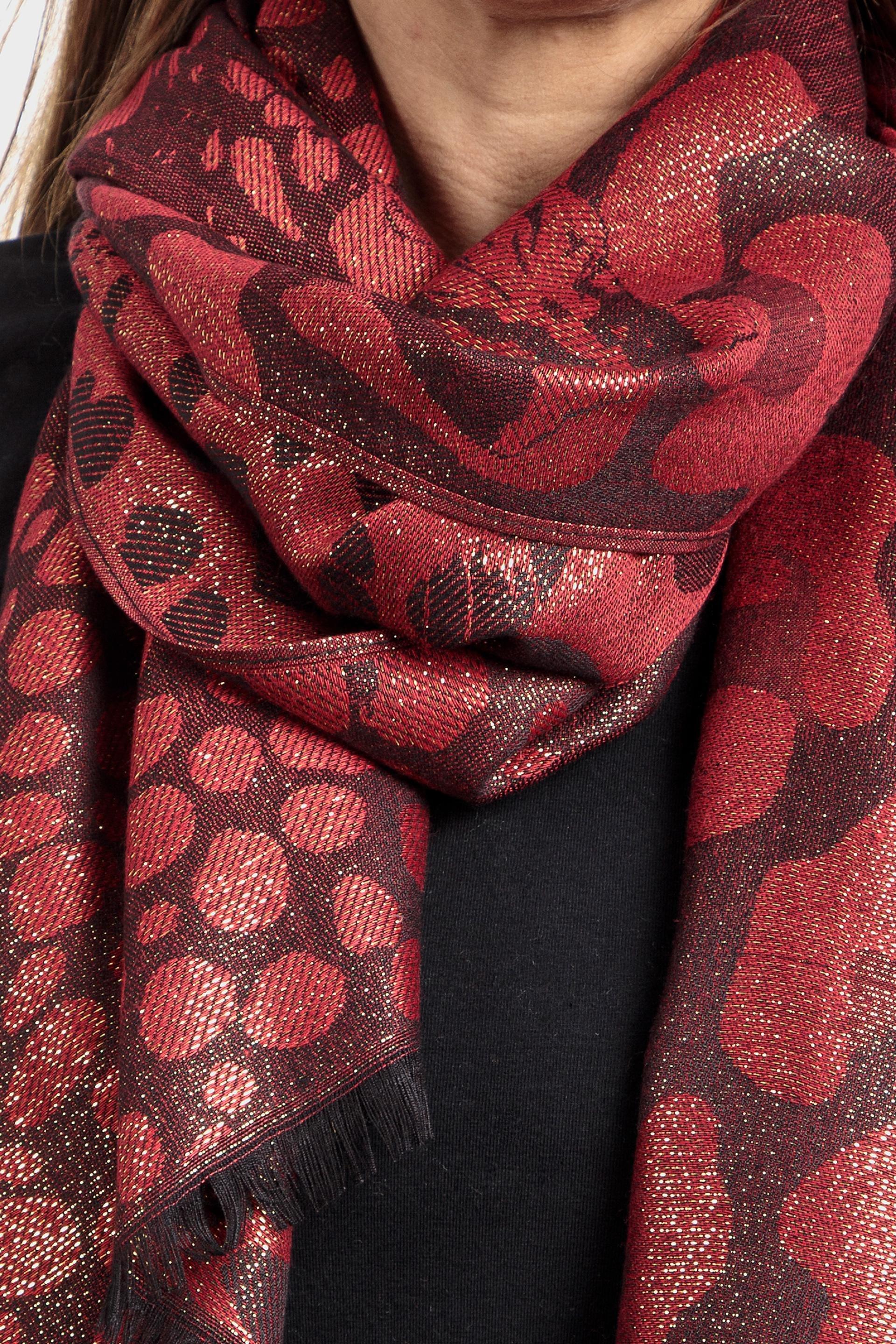 Red Printed Glitter Scarf, , large image number 1
