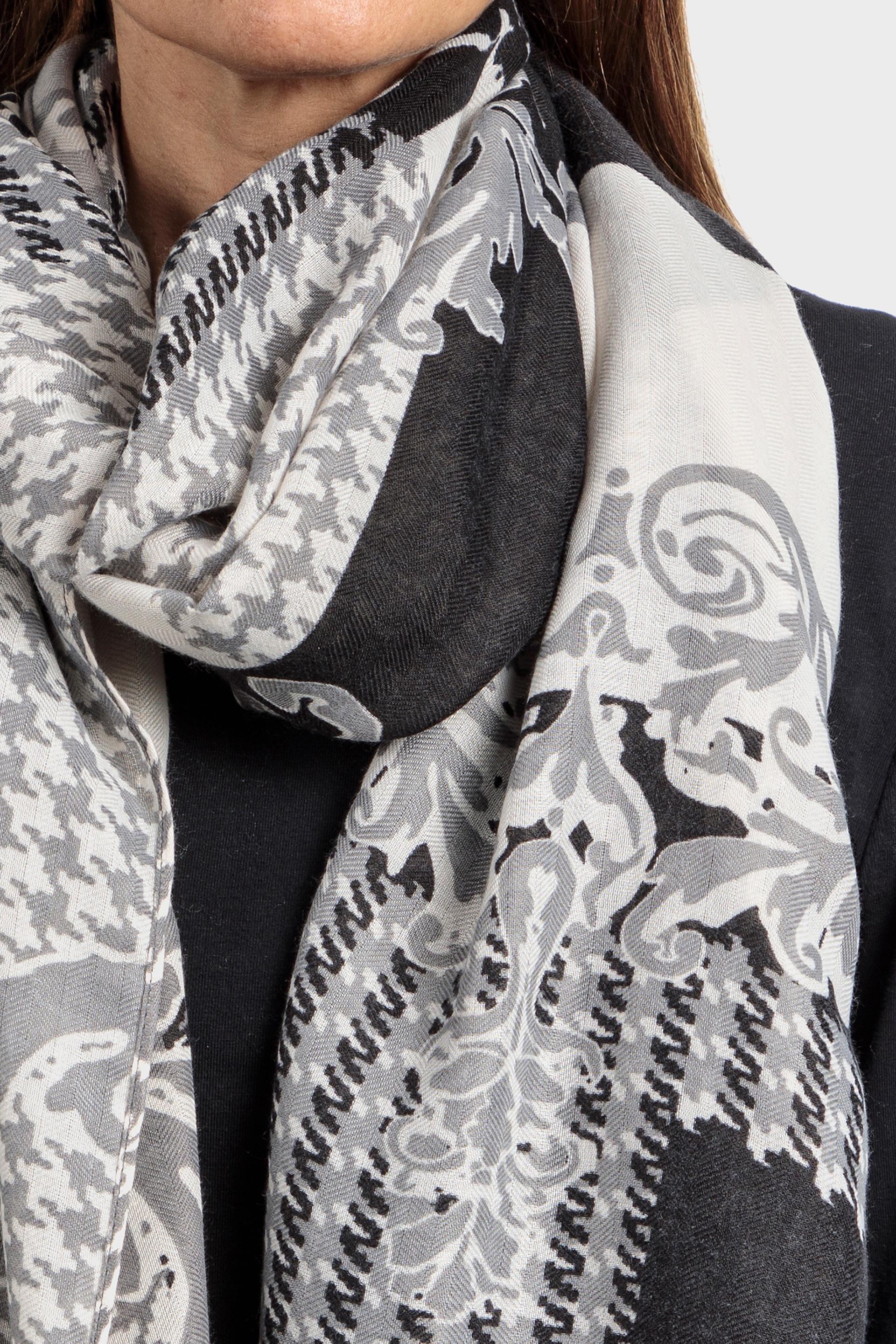 Grey Patterned Scarf, , large image number 1