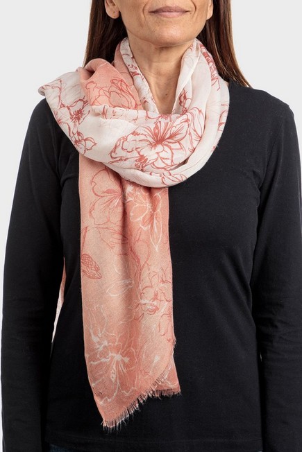 Punt Roma - Pink Embroidered Floral Pattern Scarf