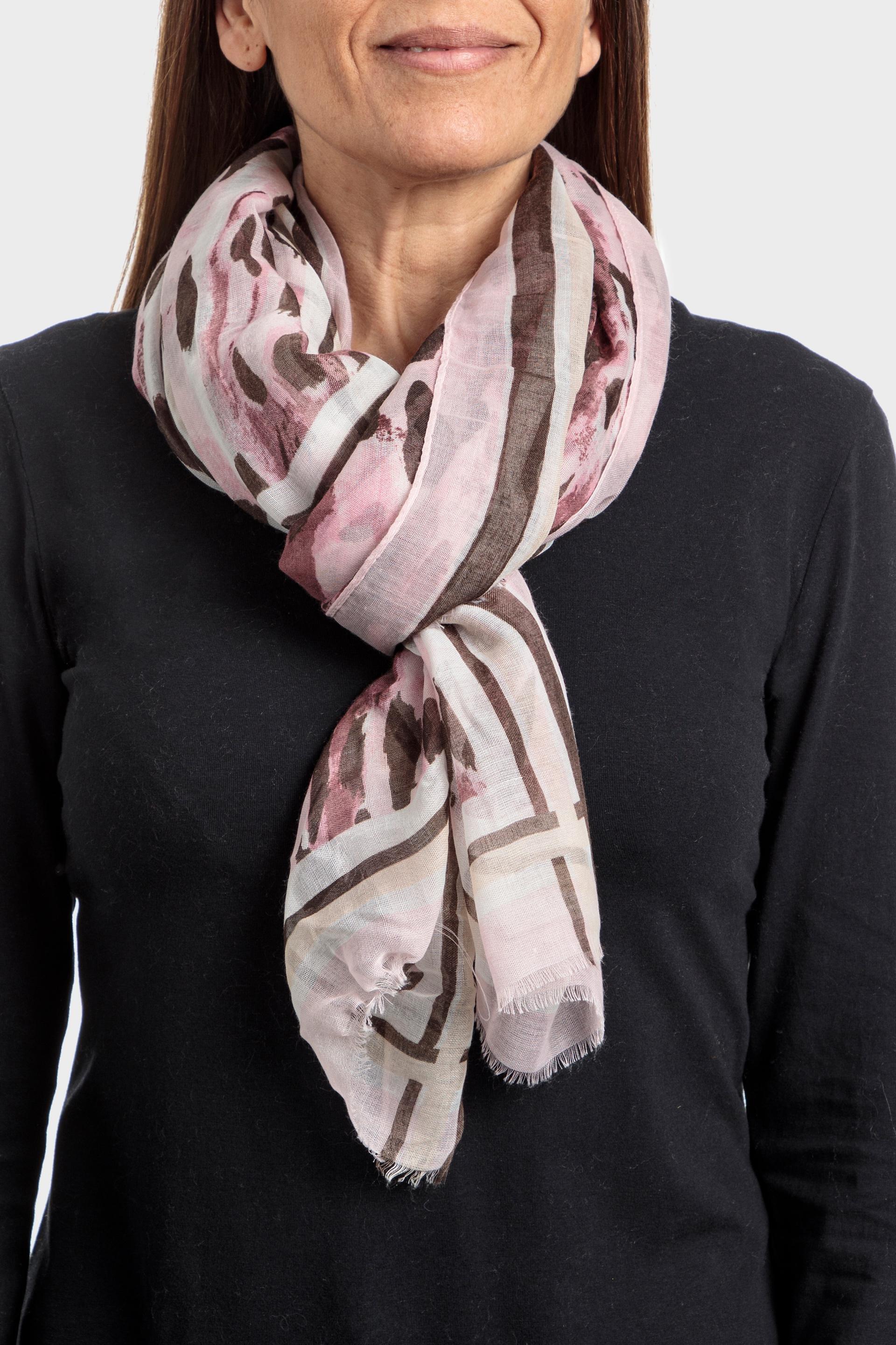 Pink Printed Scarf, Pink, large image number 0