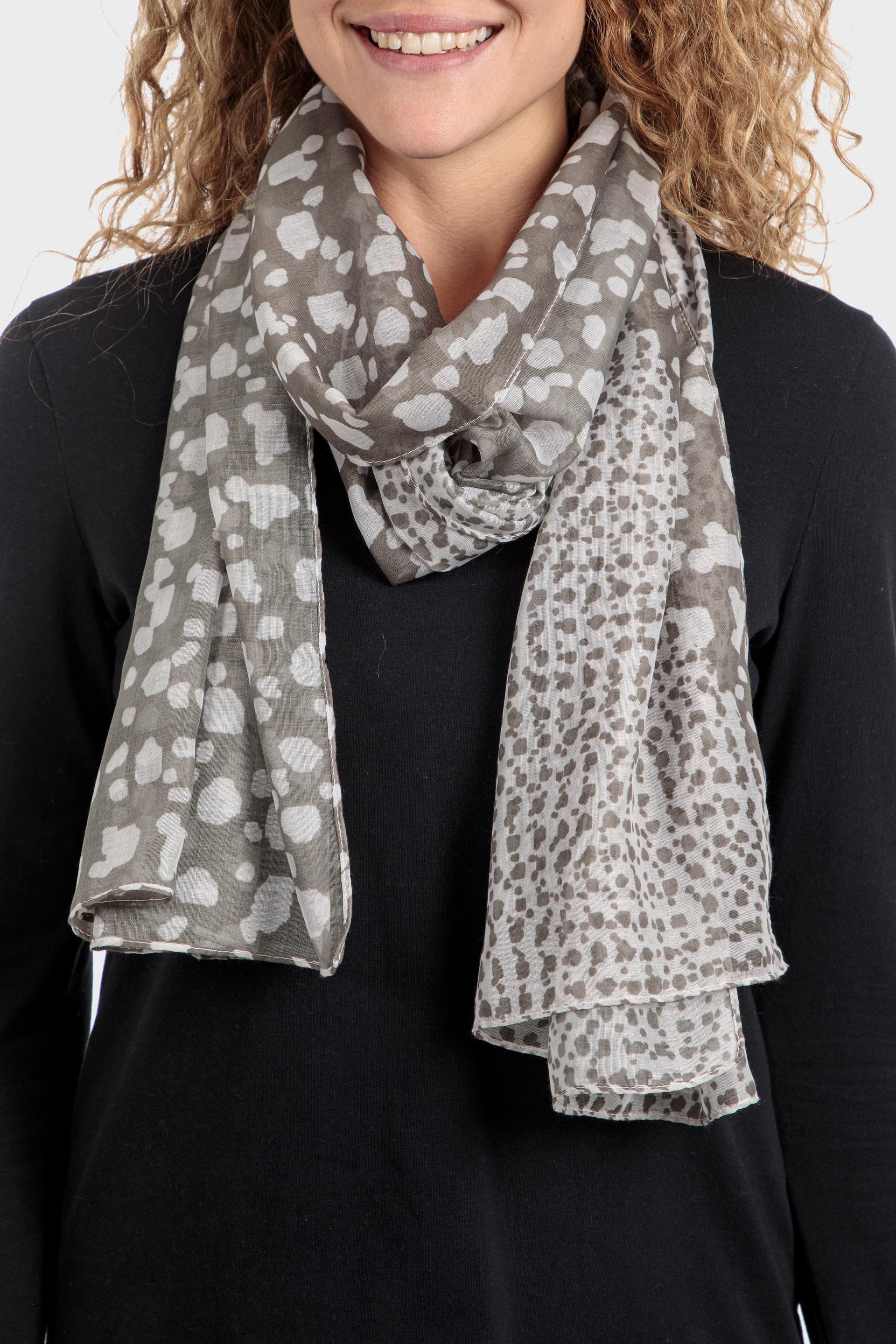 Grey Printed Scarf, Grey, large image number 0