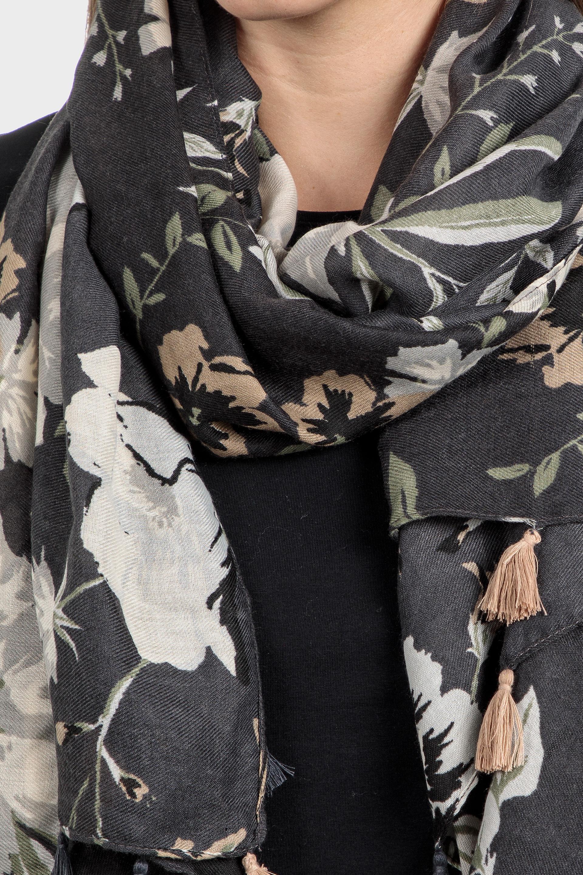 Black Floral Scarf, , large image number 1
