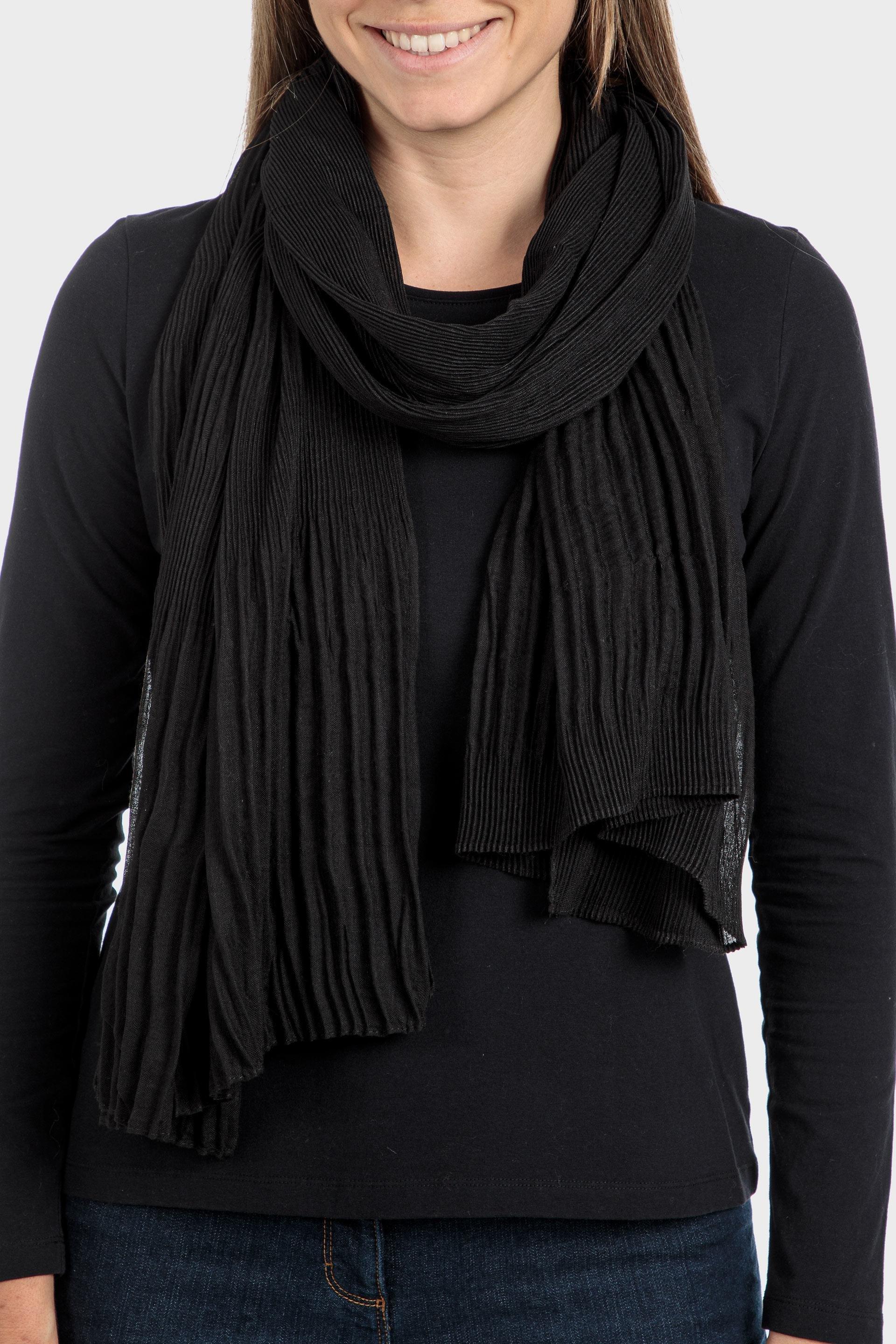 Black Pleated Scarf, , large image number 0