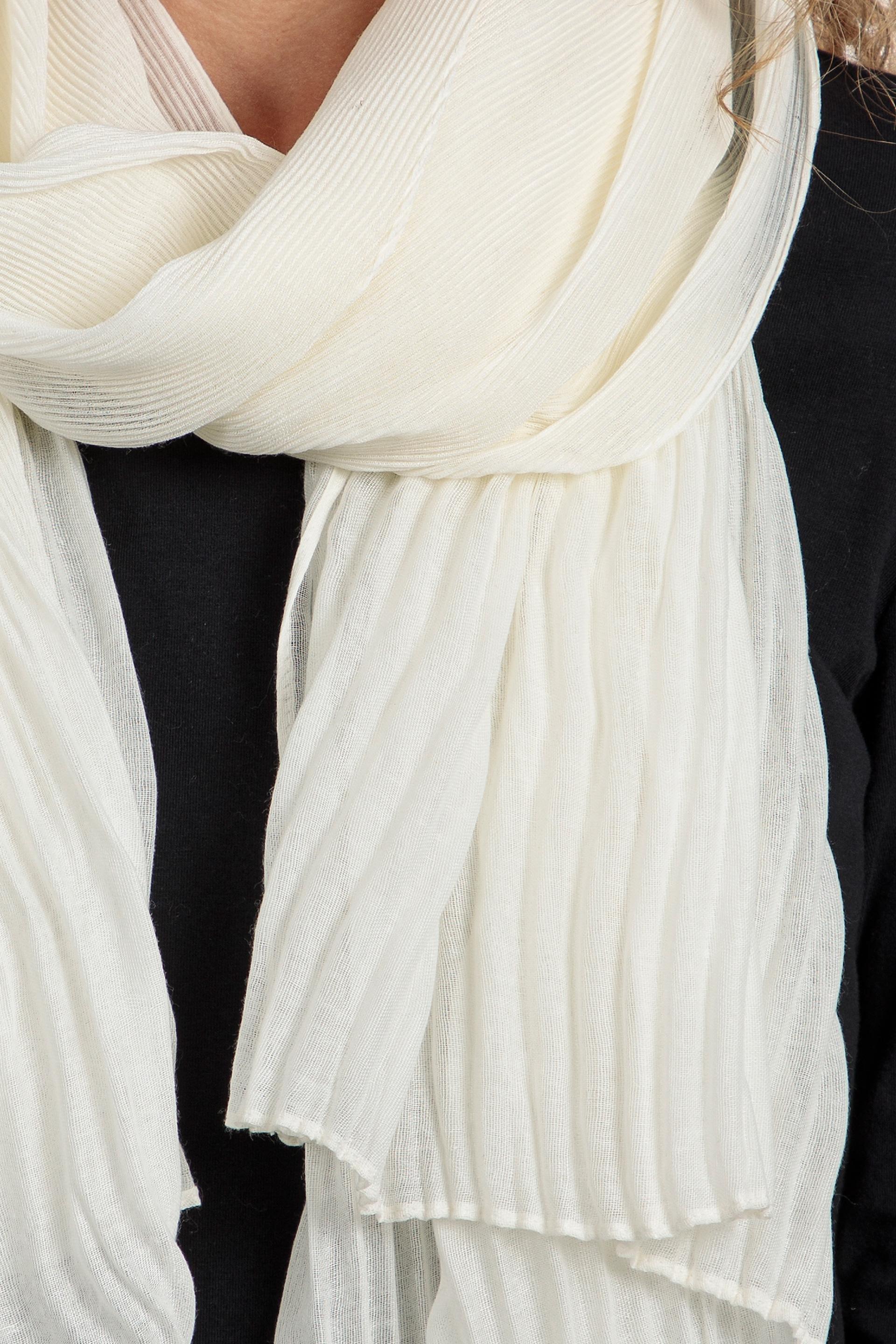 Cream Pleated Scarf, , large image number 1