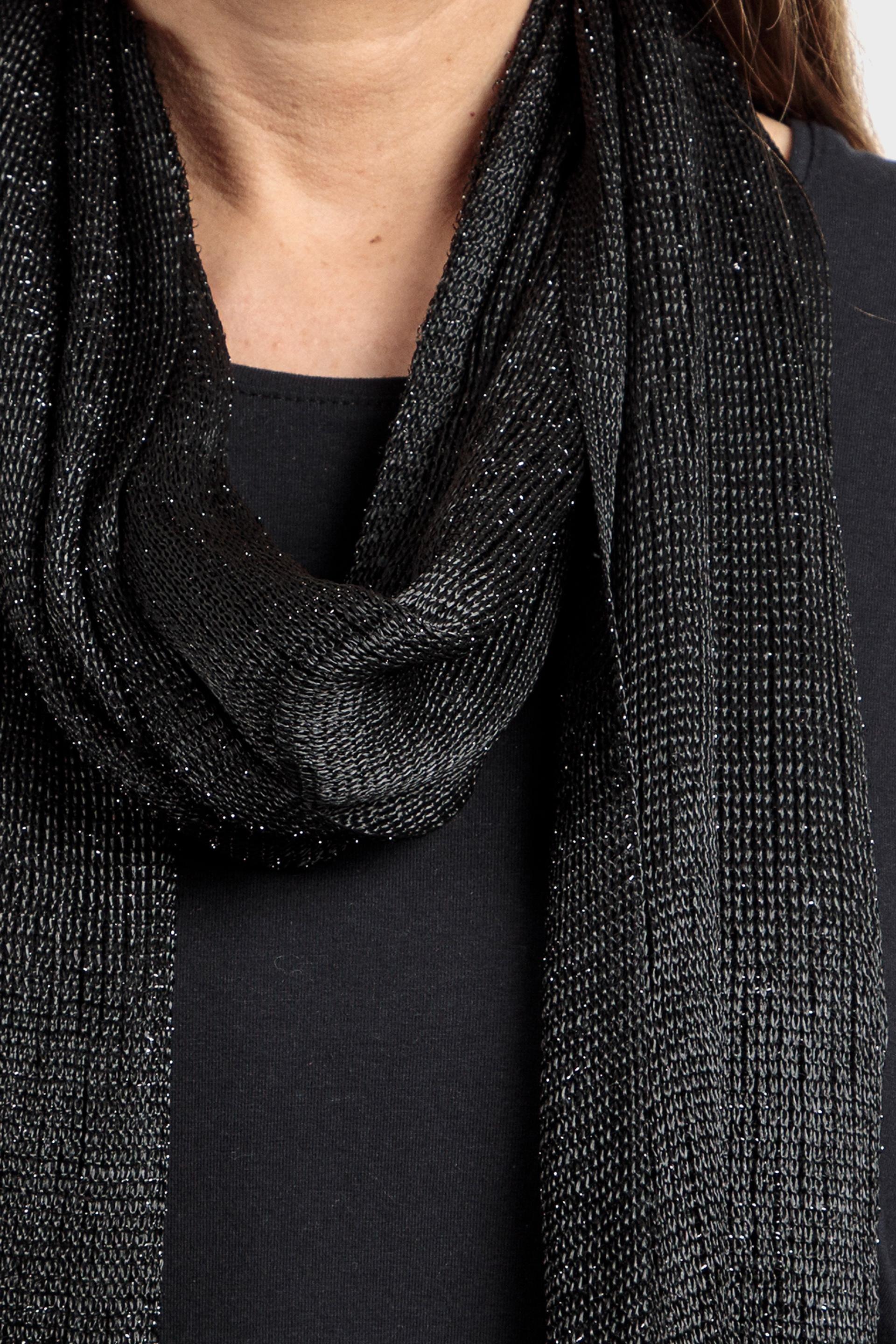 Black Metallic Long Scarf, , large image number 1