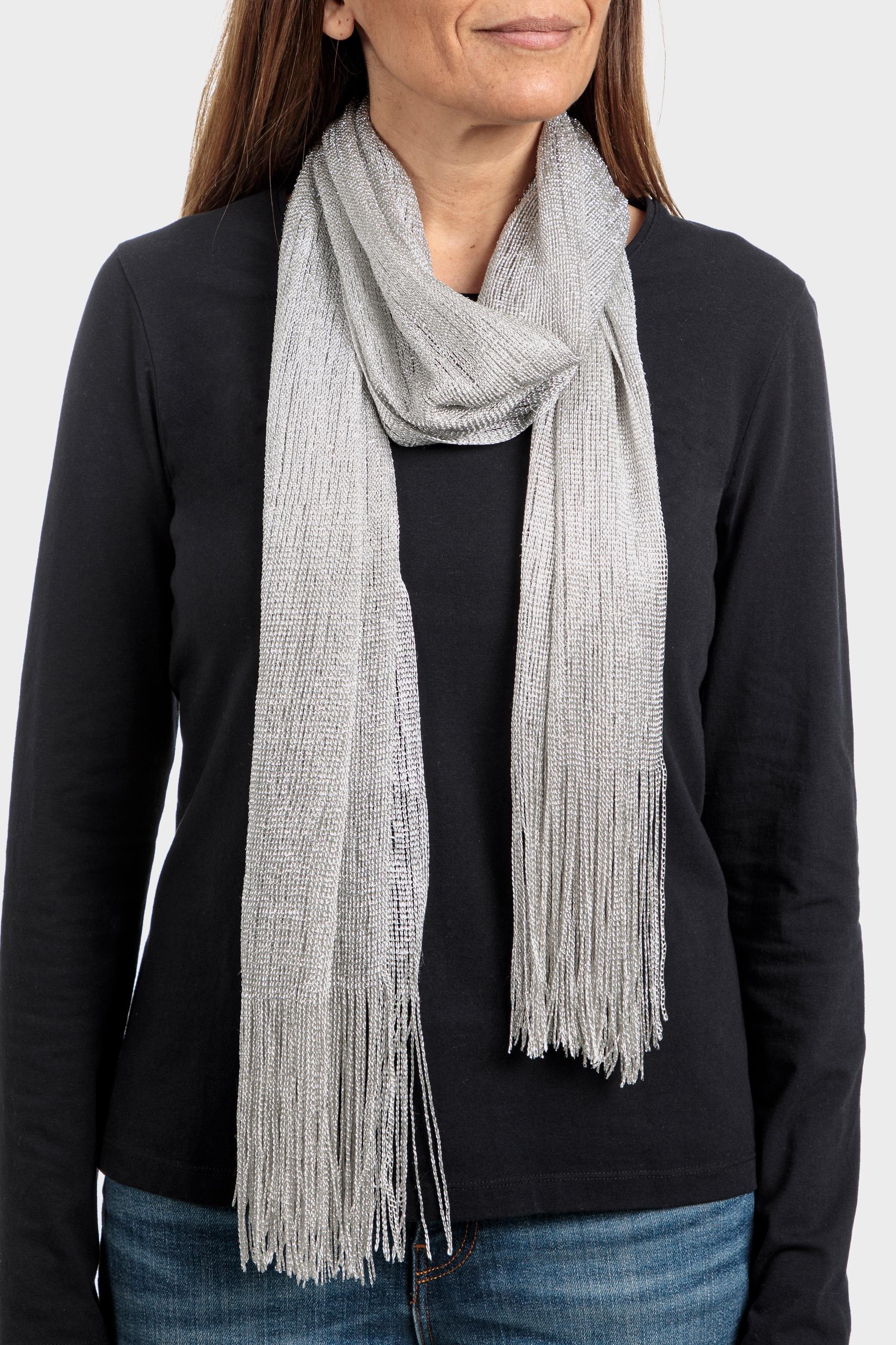 Silver Metallic Long Scarf, , large image number 0