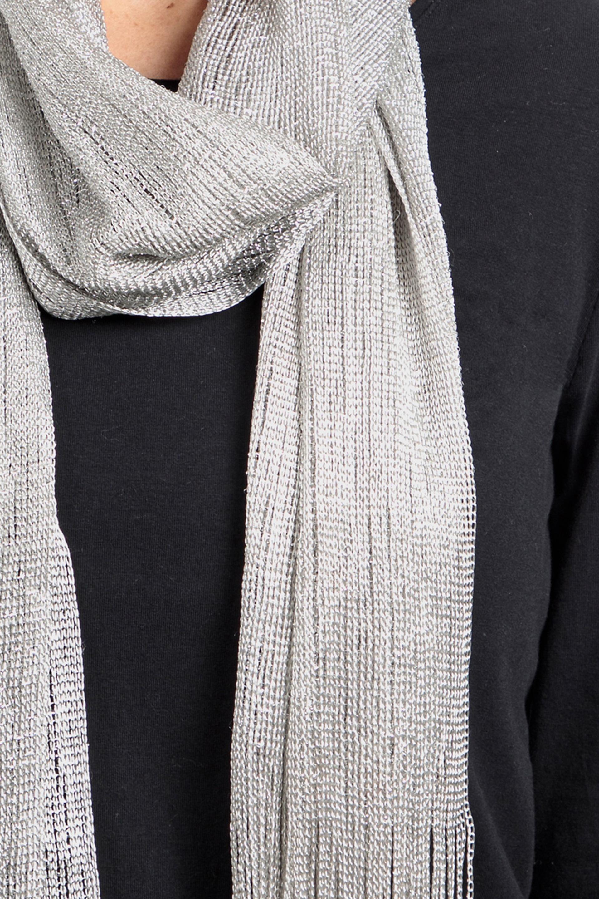 Silver Metallic Long Scarf, , large image number 1