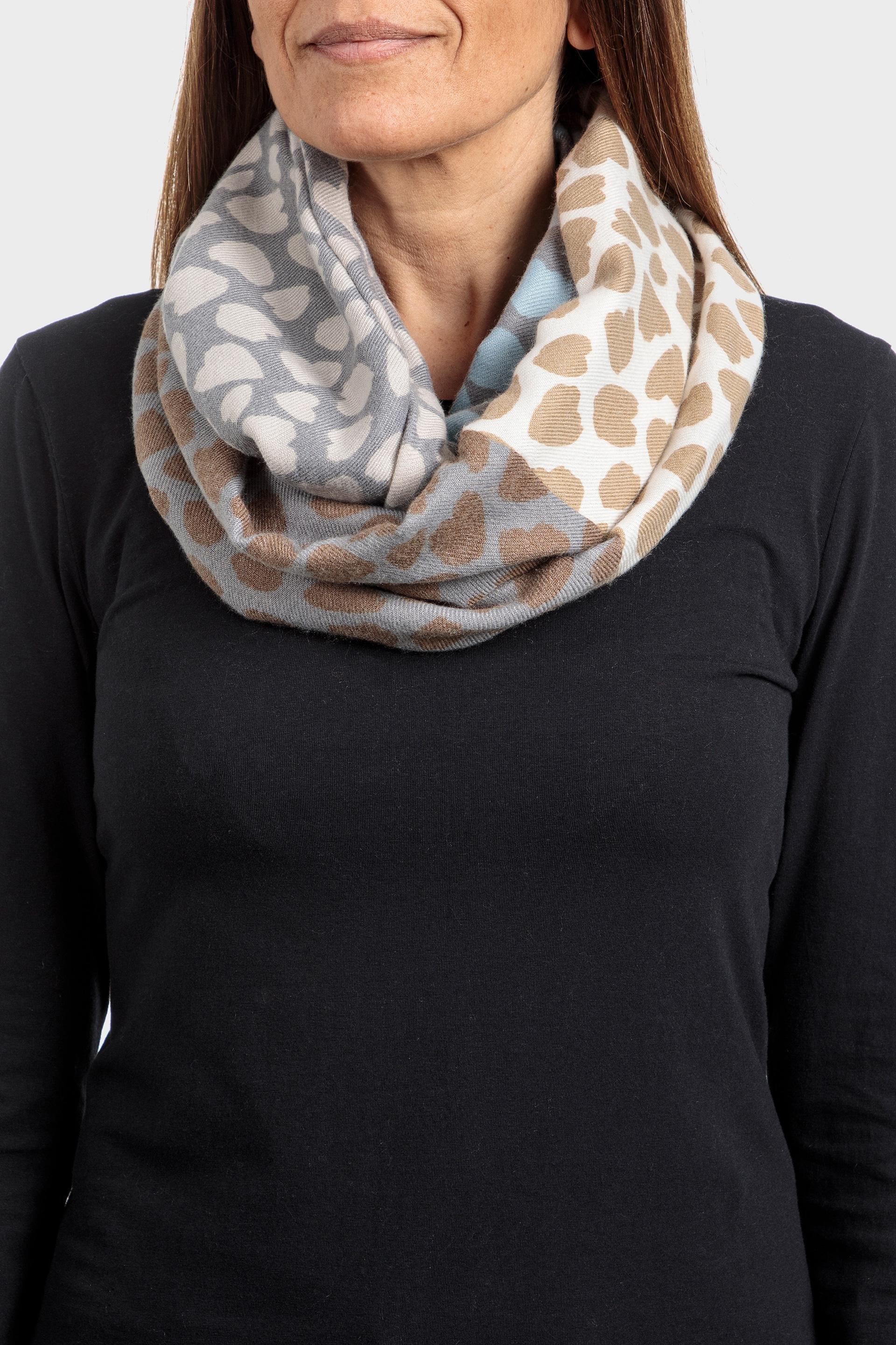 Multicolour Patterned Scarf, Grey, large image number 0