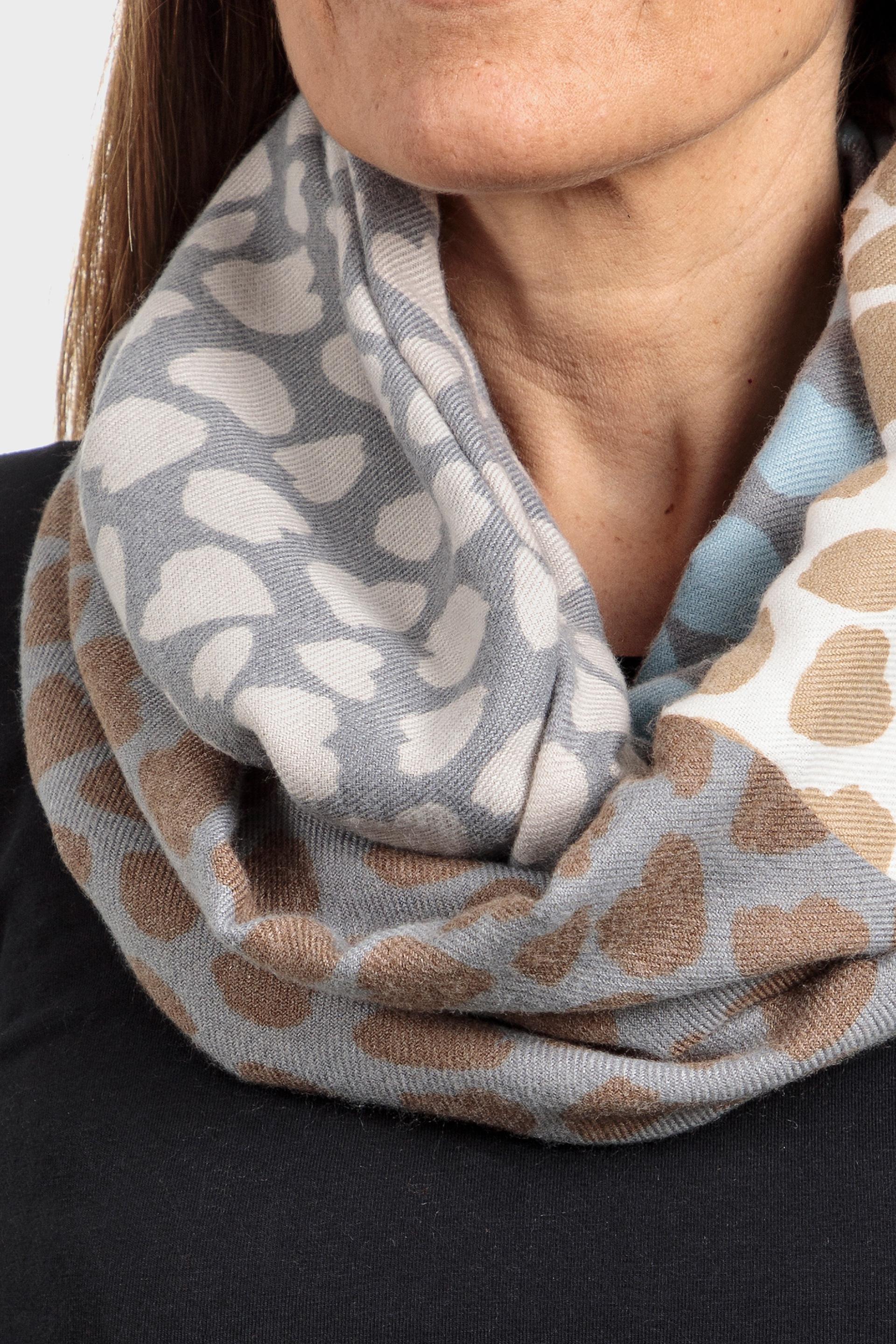 Multicolour Patterned Scarf, Grey, large image number 1