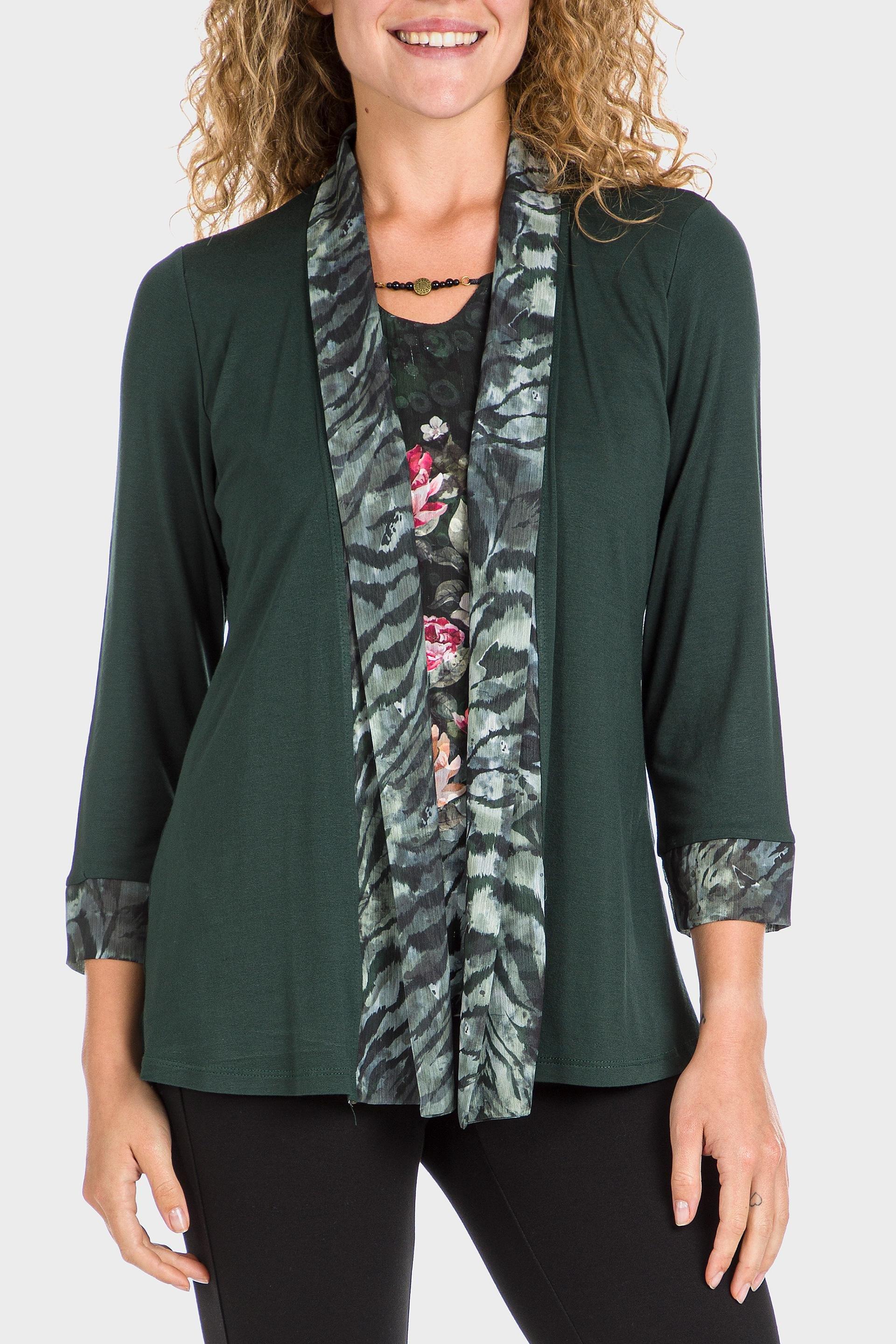Green Faux Printed Twinset, , large image number 1