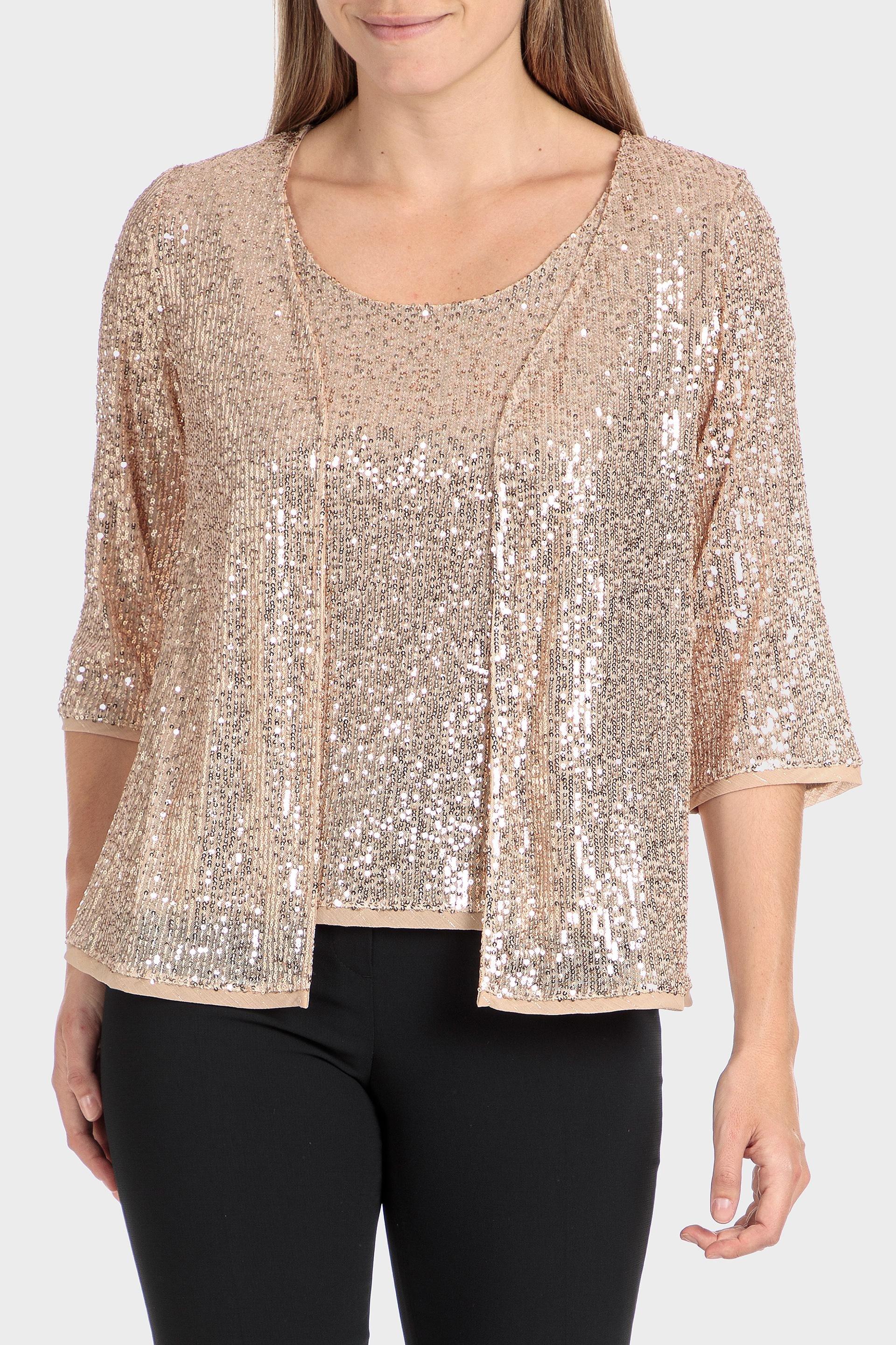 Gold Sequins Cardigan, , large image number 2