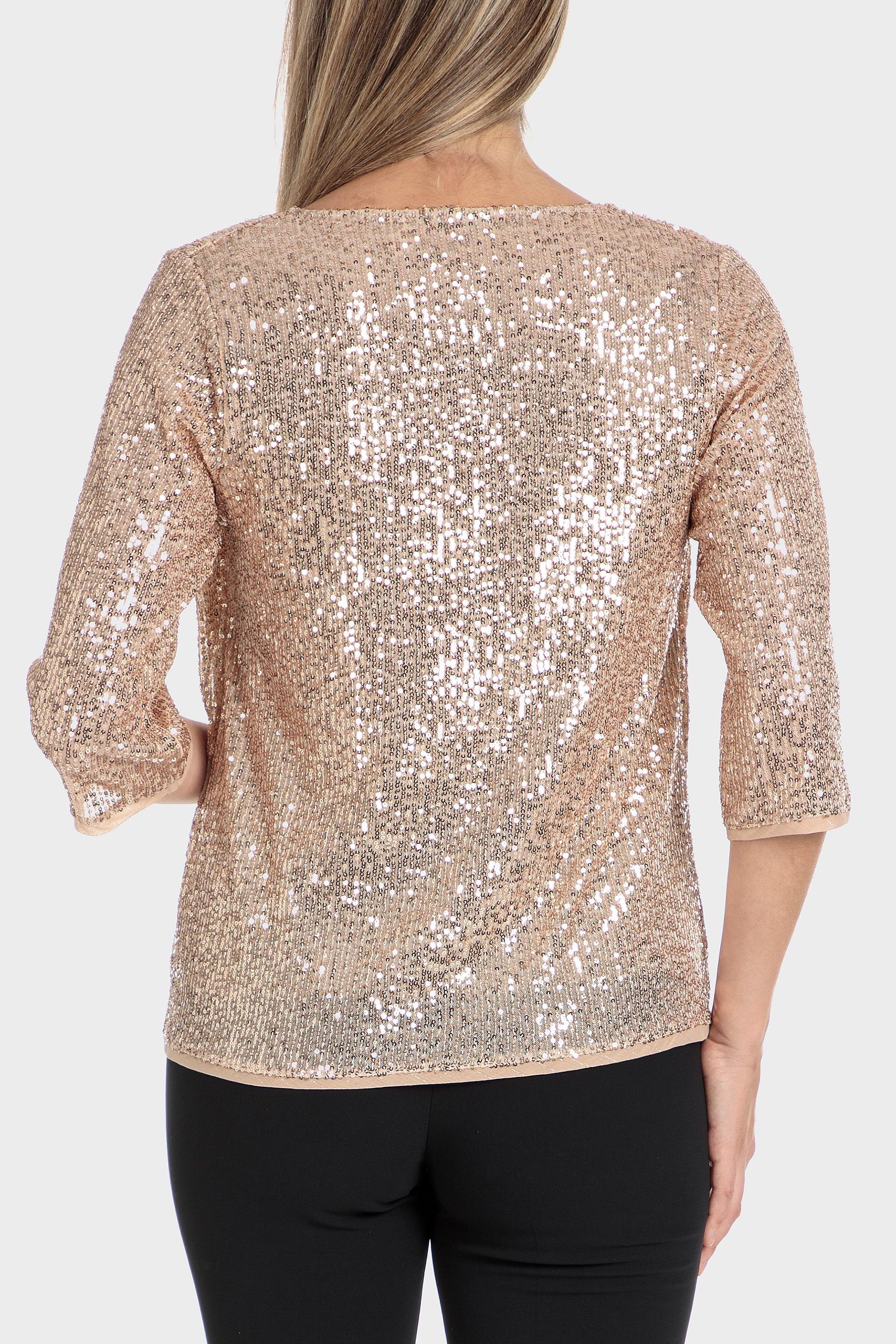 Gold Sequins Cardigan, , large image number 3
