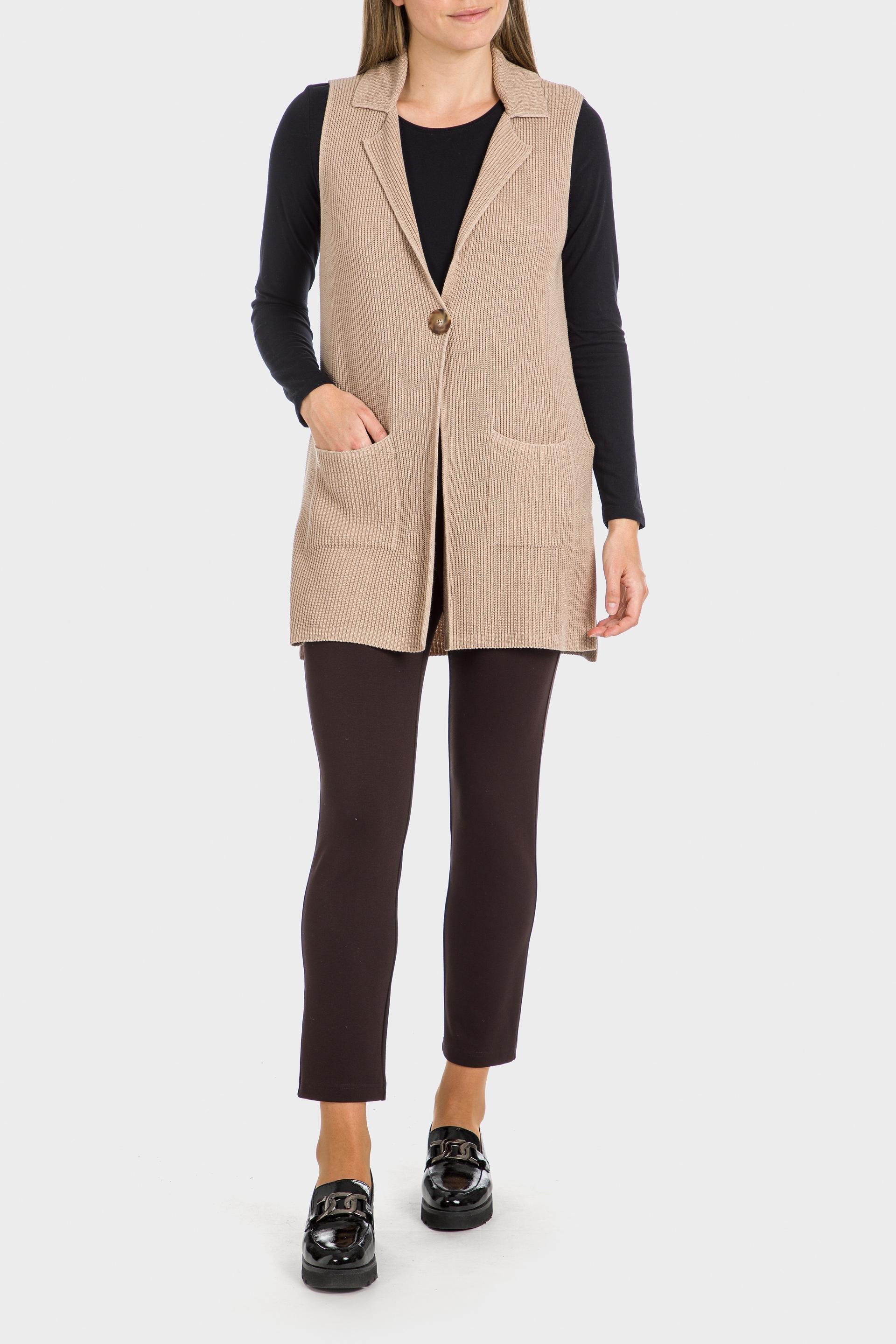 Beige Knitted Waistcoat, , large image number 0