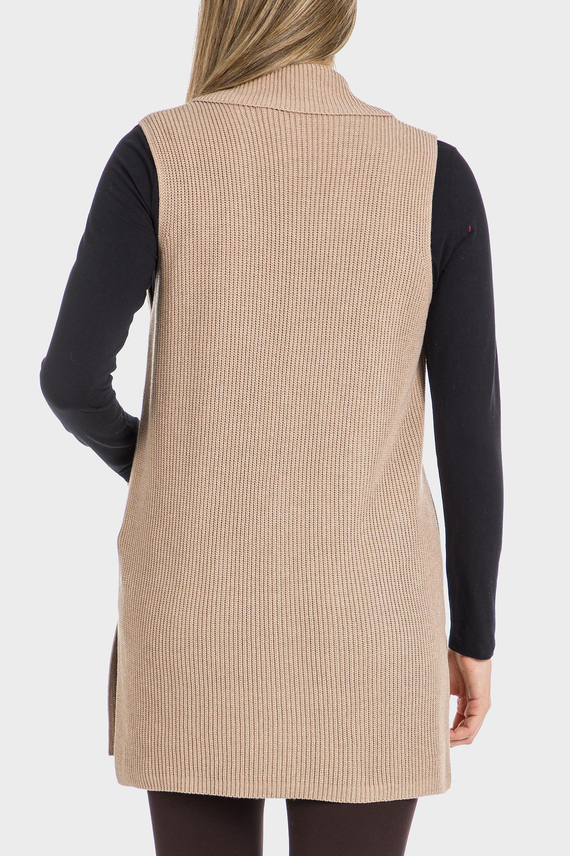 Beige Knitted Waistcoat, , large image number 3