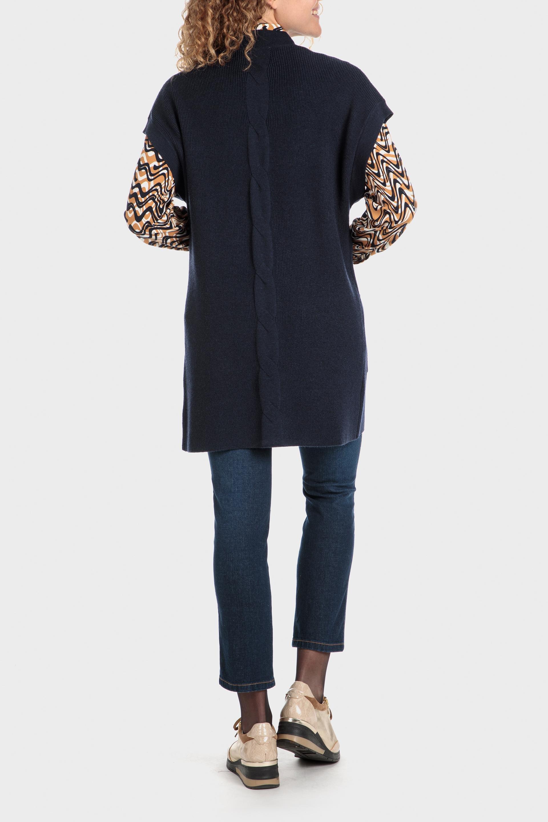 Navy Long Waistcoat, , large image number 1
