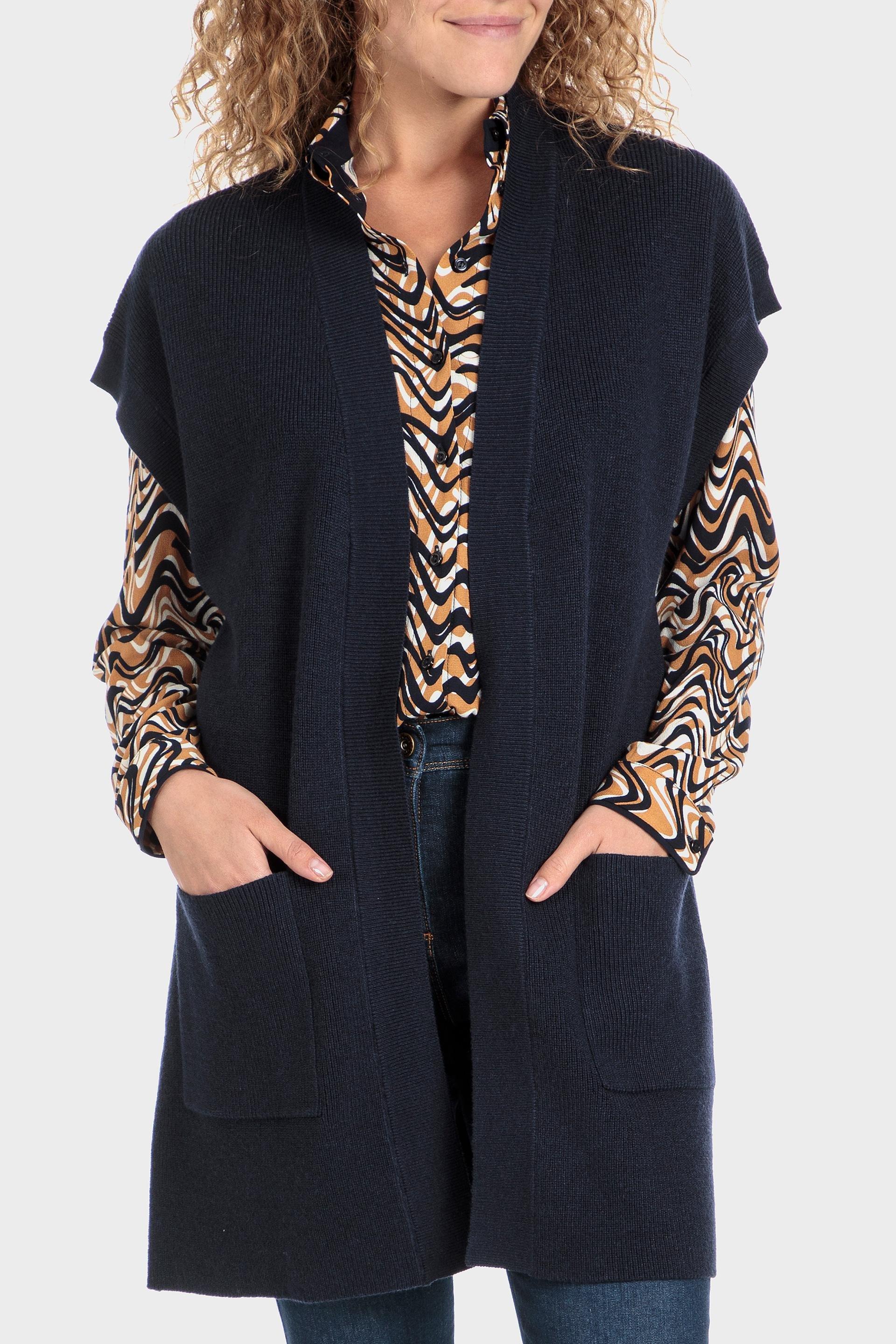 Navy Long Waistcoat, , large image number 2