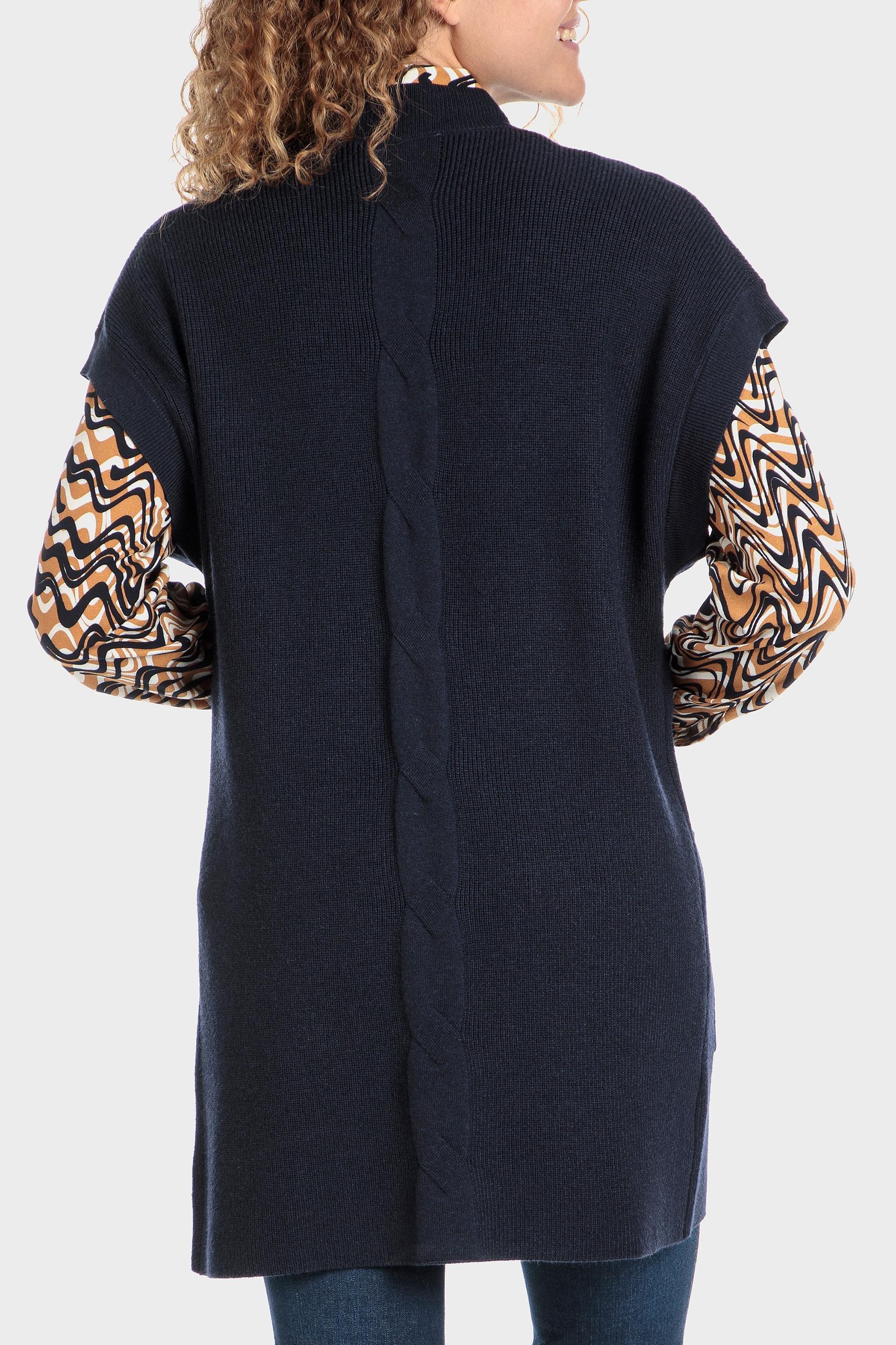 Navy Long Waistcoat, , large image number 3