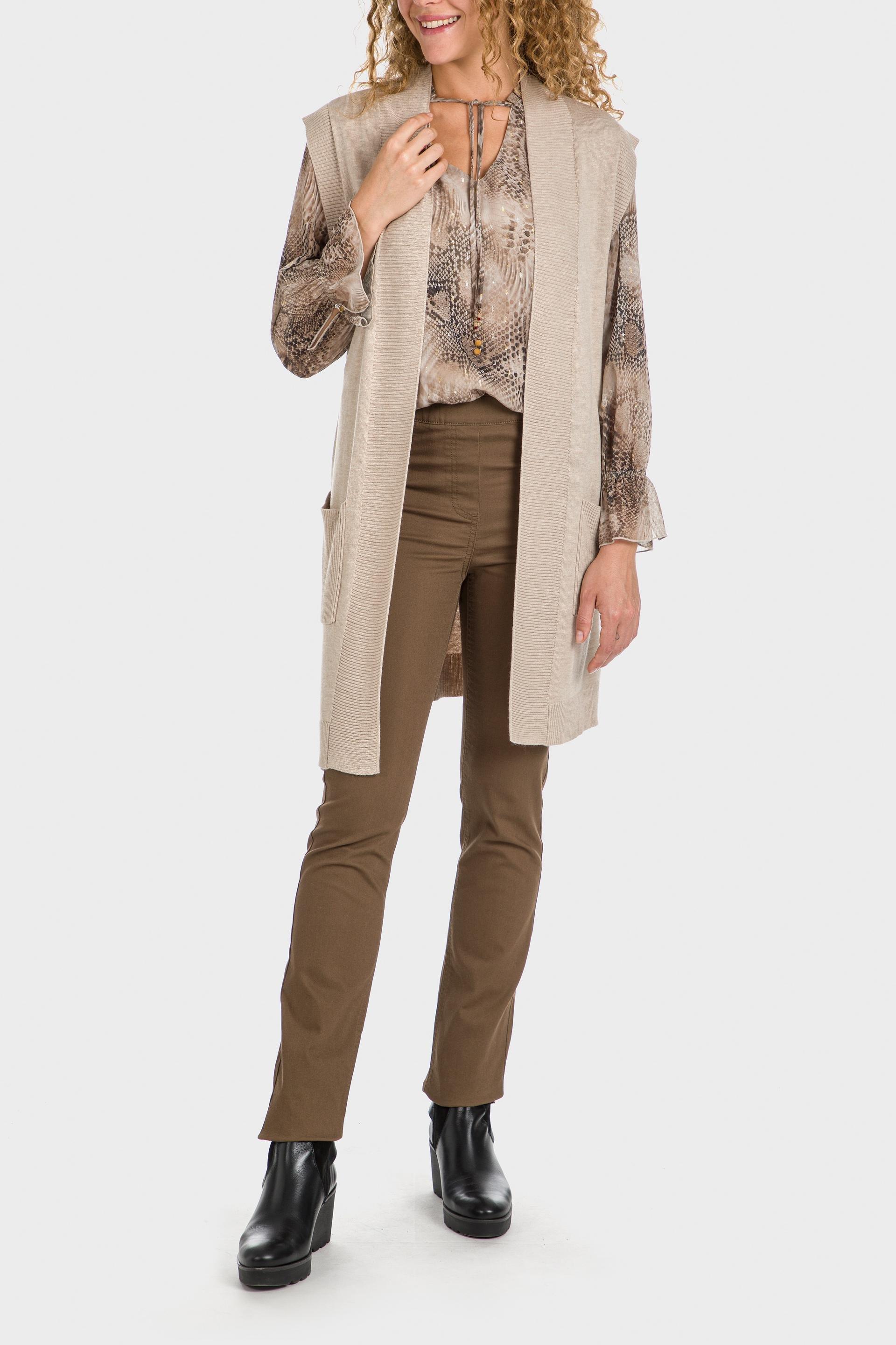 Beige Long Waistcoat, , large image number 0