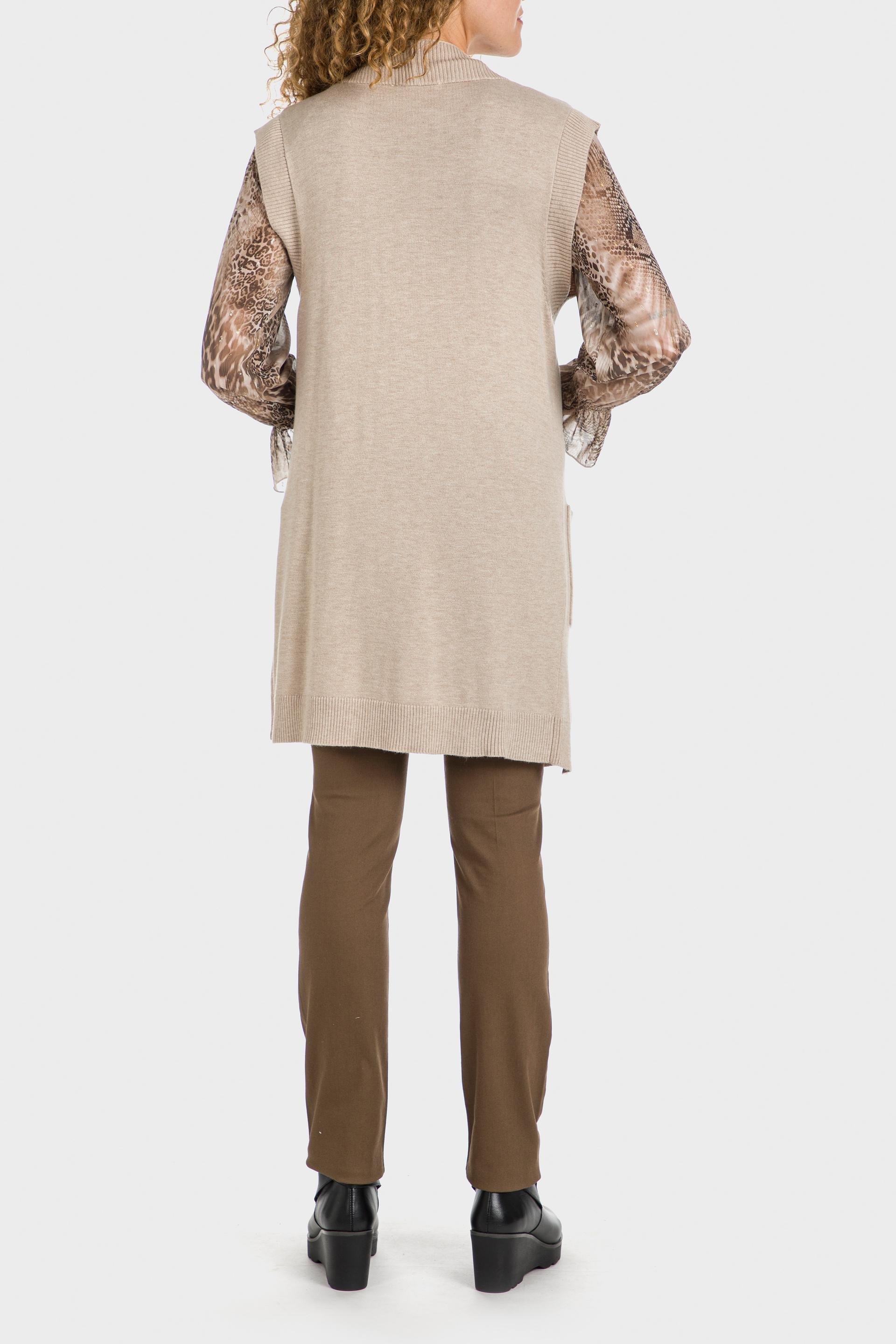 Beige Long Waistcoat, , large image number 2