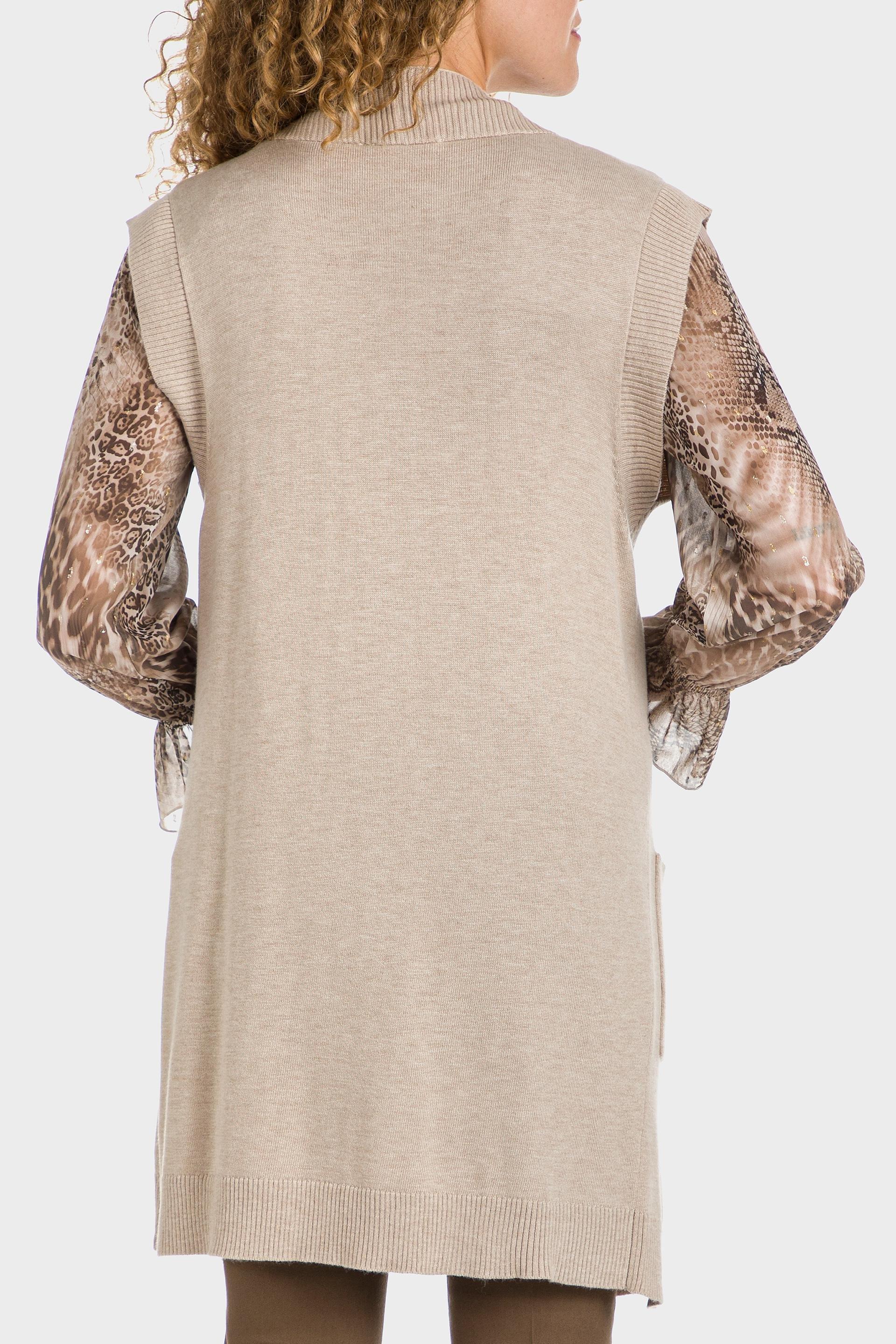 Beige Long Waistcoat, , large image number 3