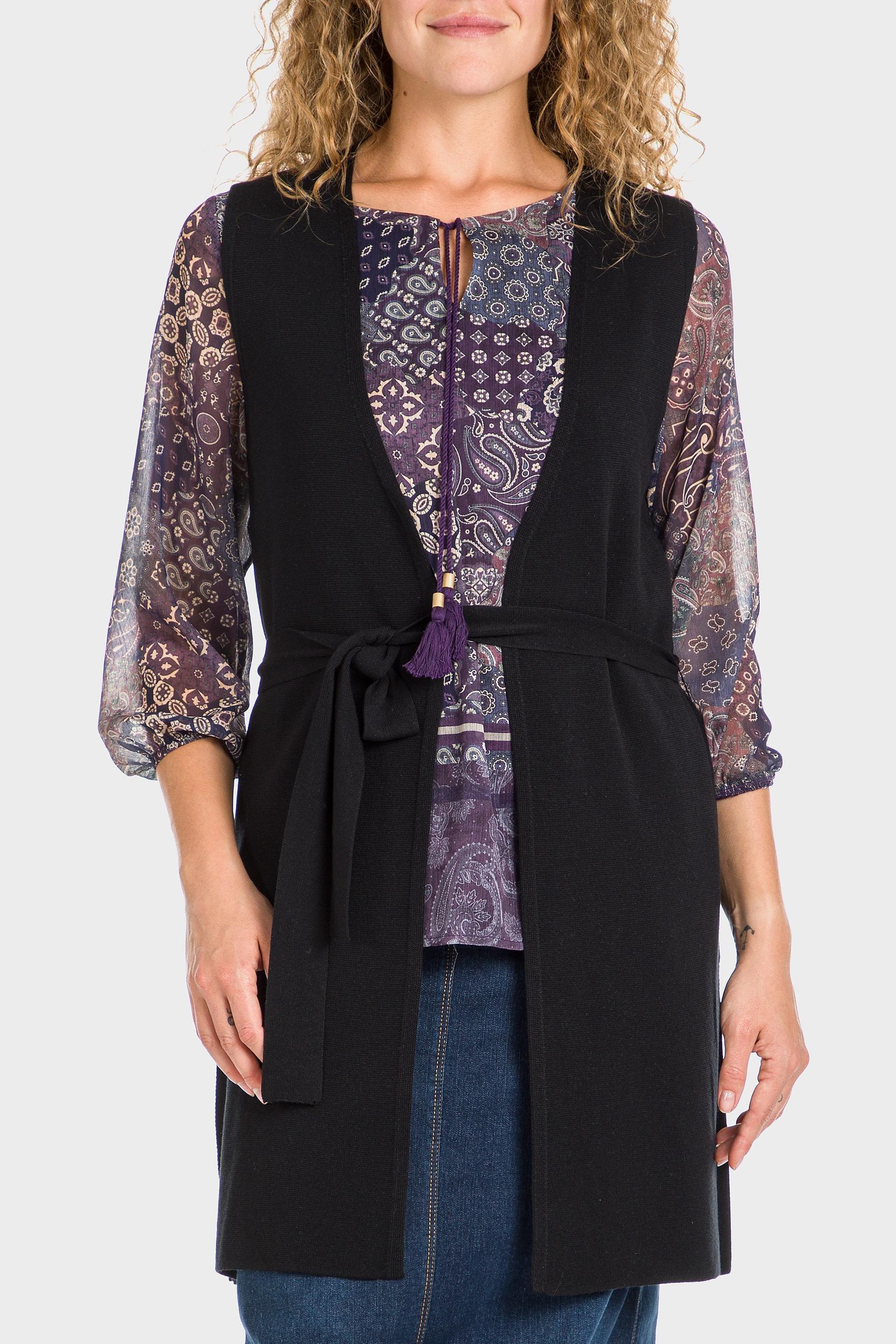 Black Knitted Waistcoat, , large image number 1