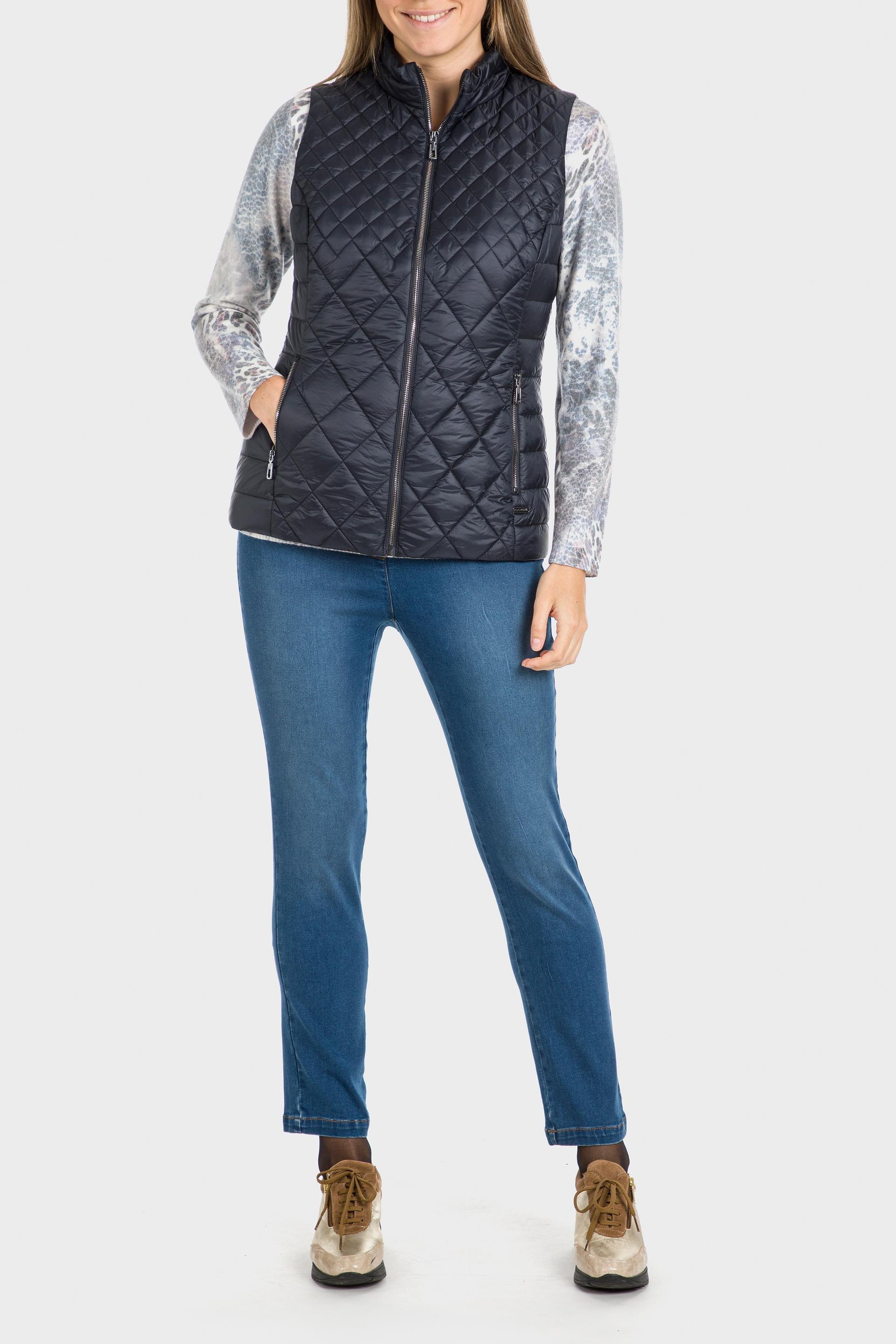 Navy Padded Waistcoat, , large image number 1