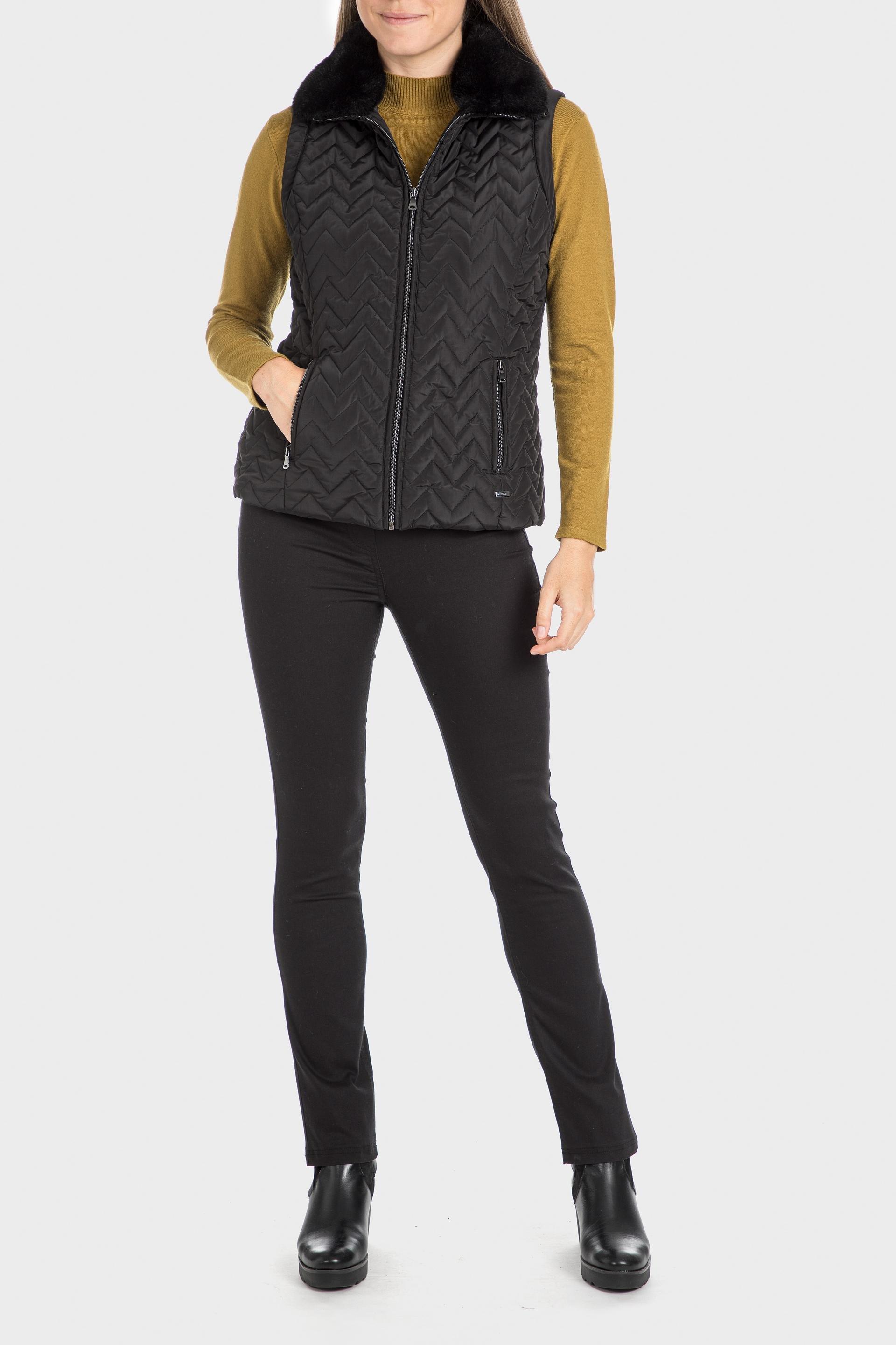 Black Fur Neck Waistcoat, , large image number 0