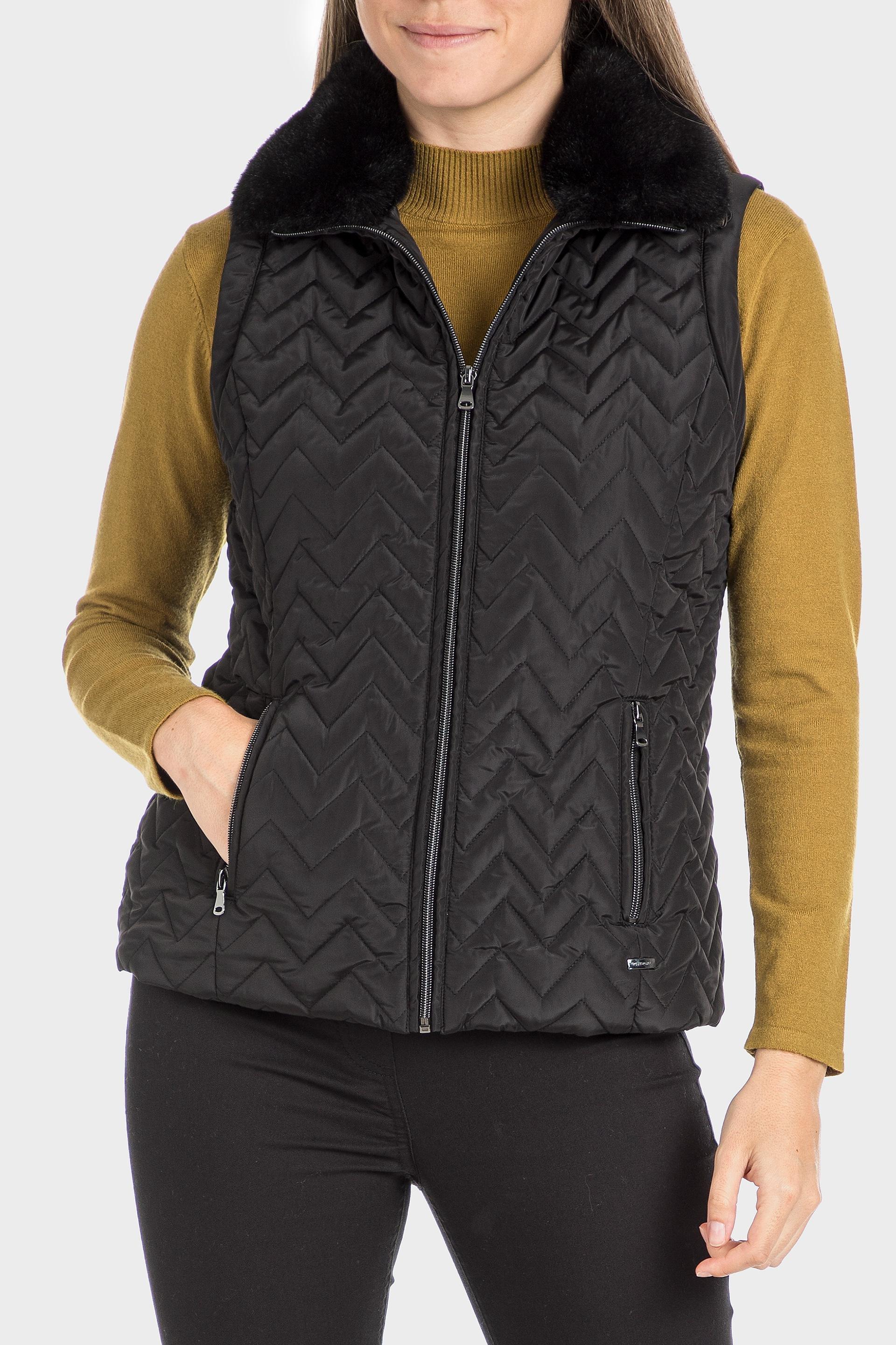 Black Fur Neck Waistcoat, , large image number 1