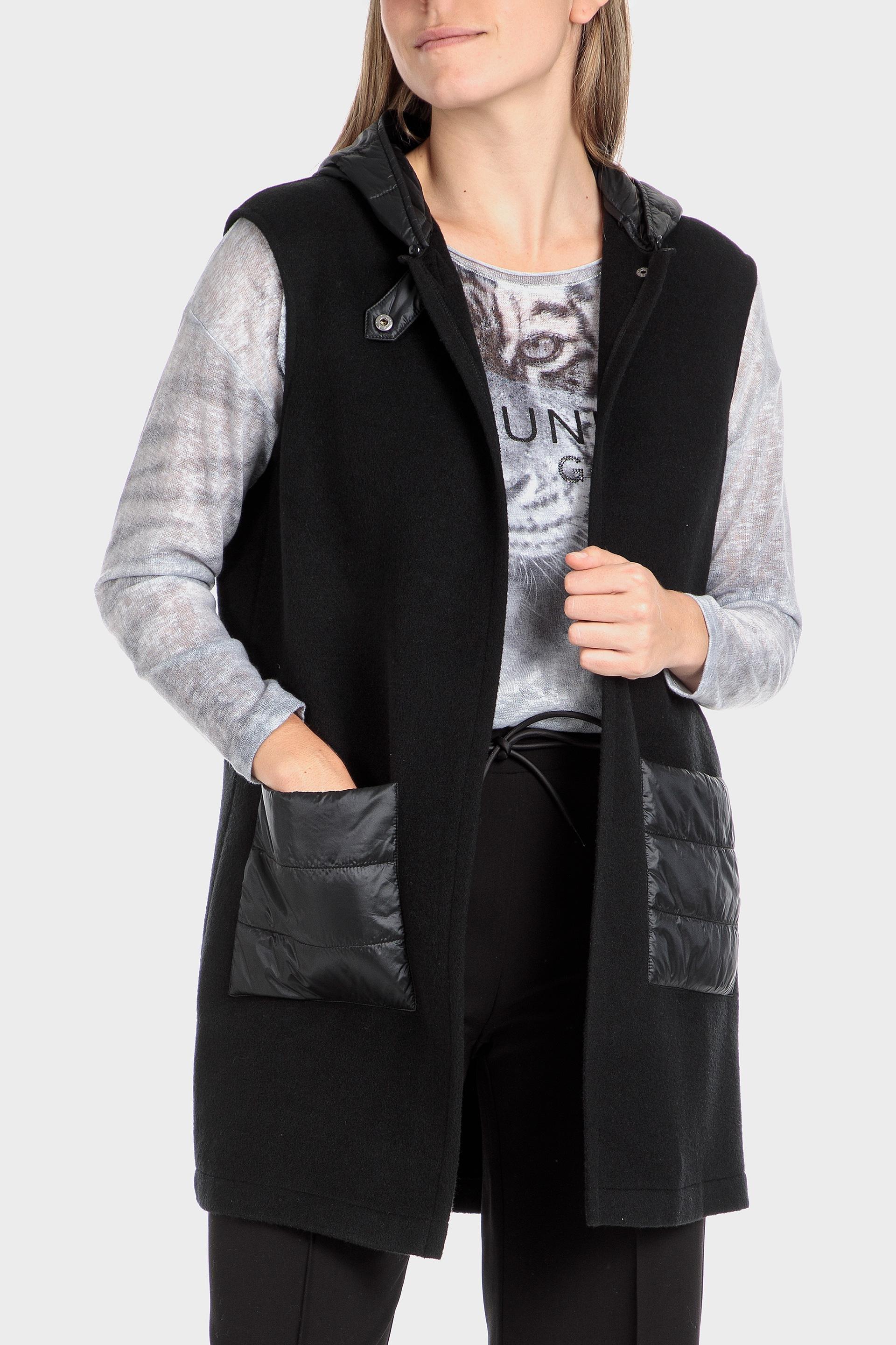 Black Hooded Waistcoat, , large image number 0
