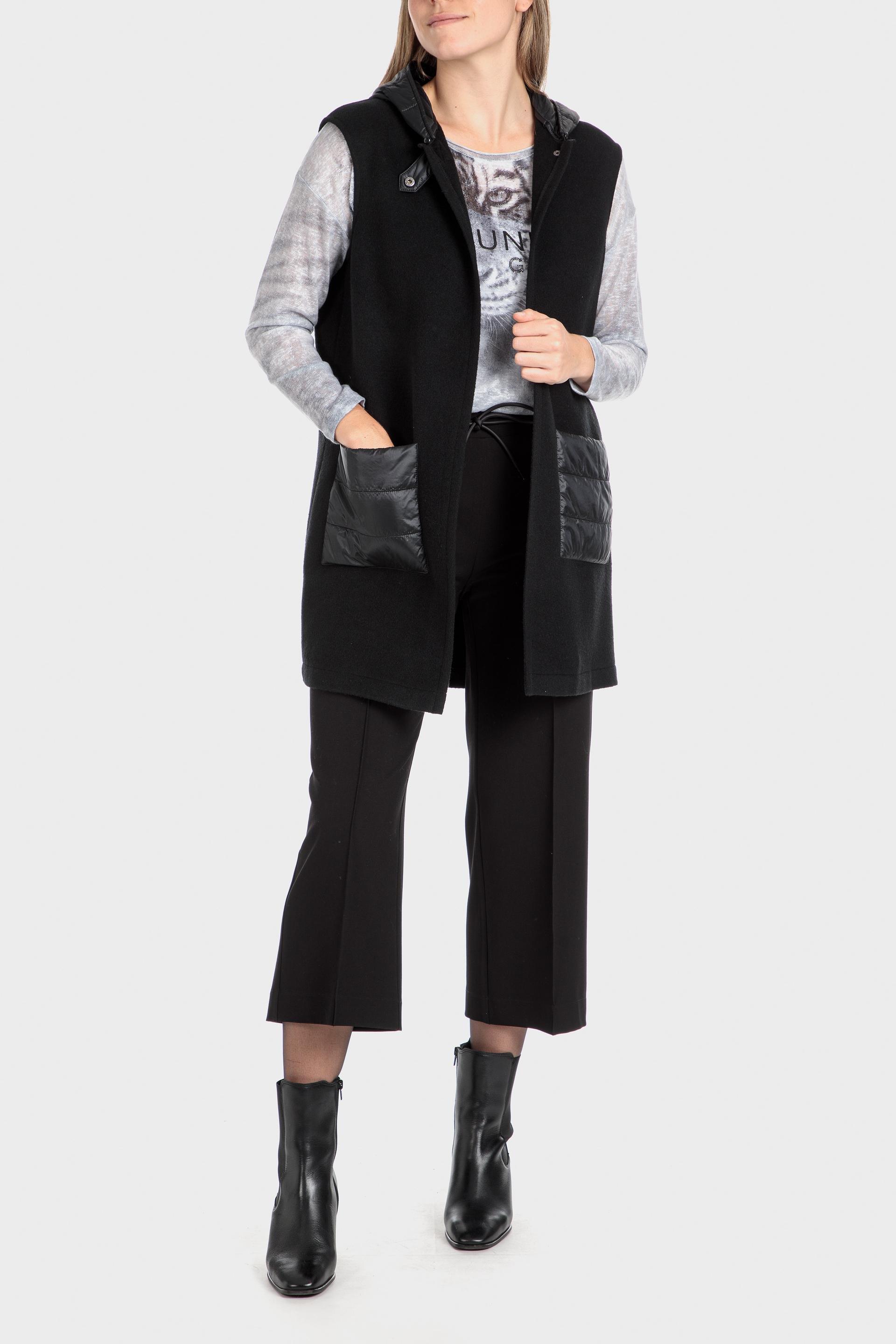 Black Hooded Waistcoat, , large image number 1