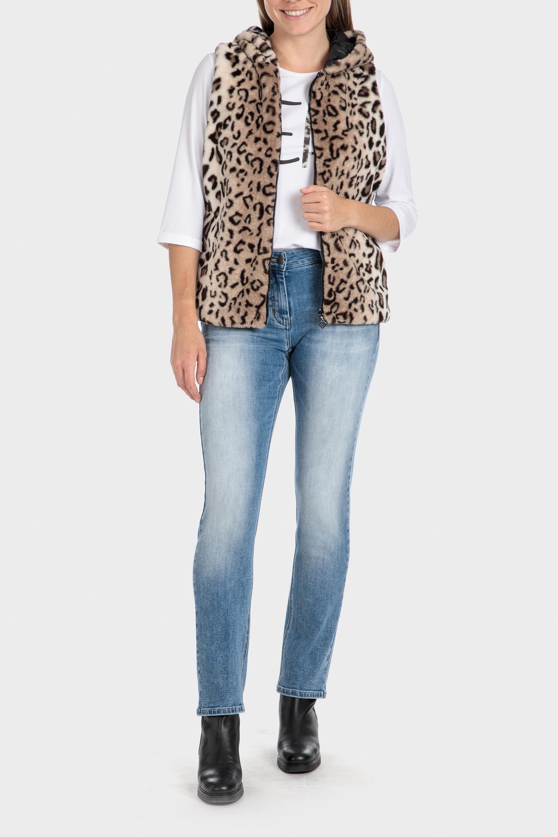 Black Animal Print Reversible Waistcoat, , large image number 4