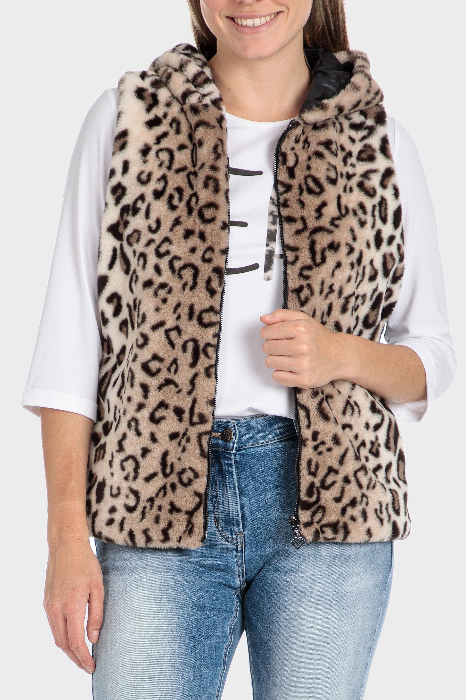Black Animal Print Reversible Waistcoat, , large image number 7