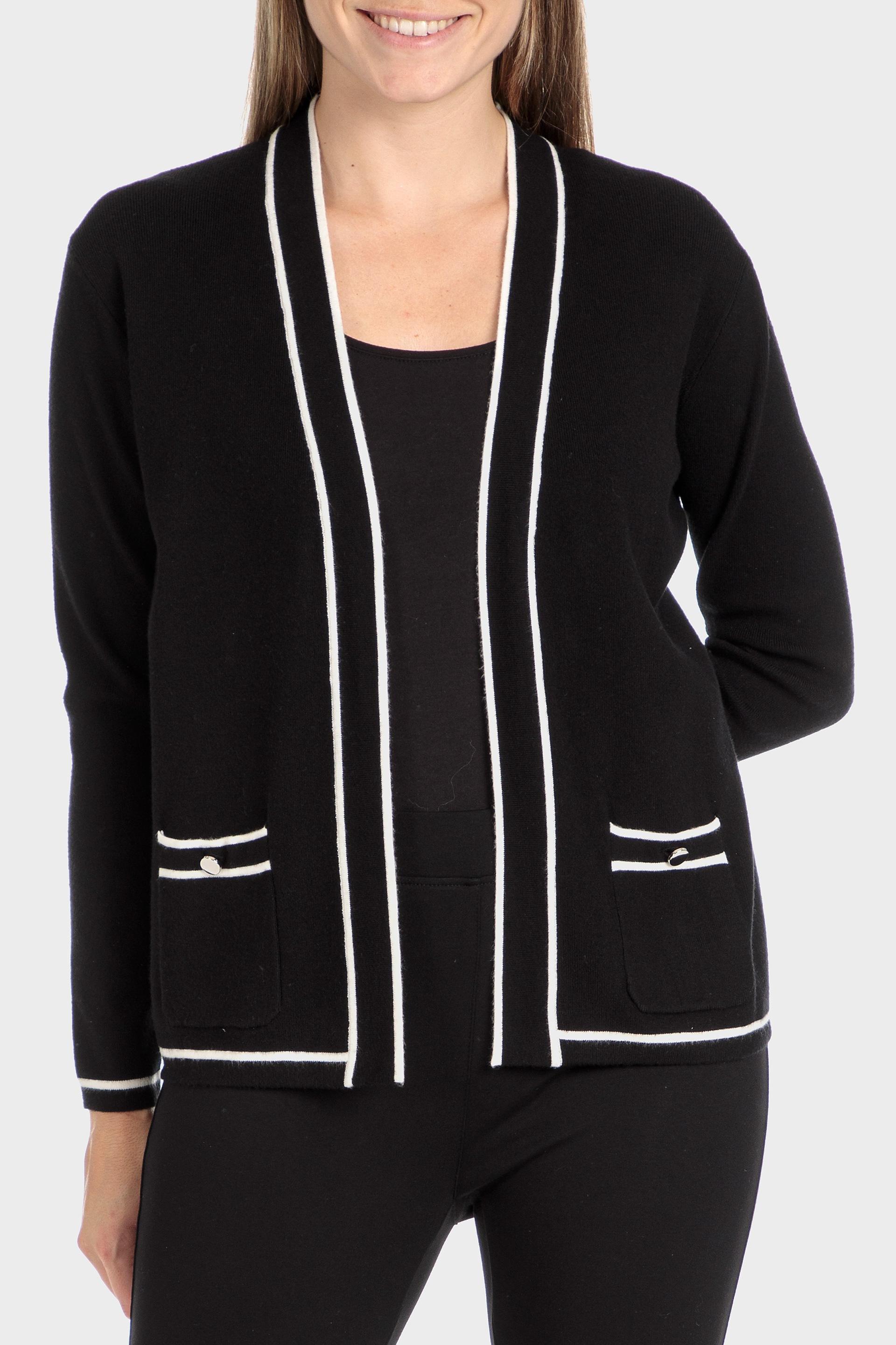 Black Long Sleeve Cardigan, , large image number 1