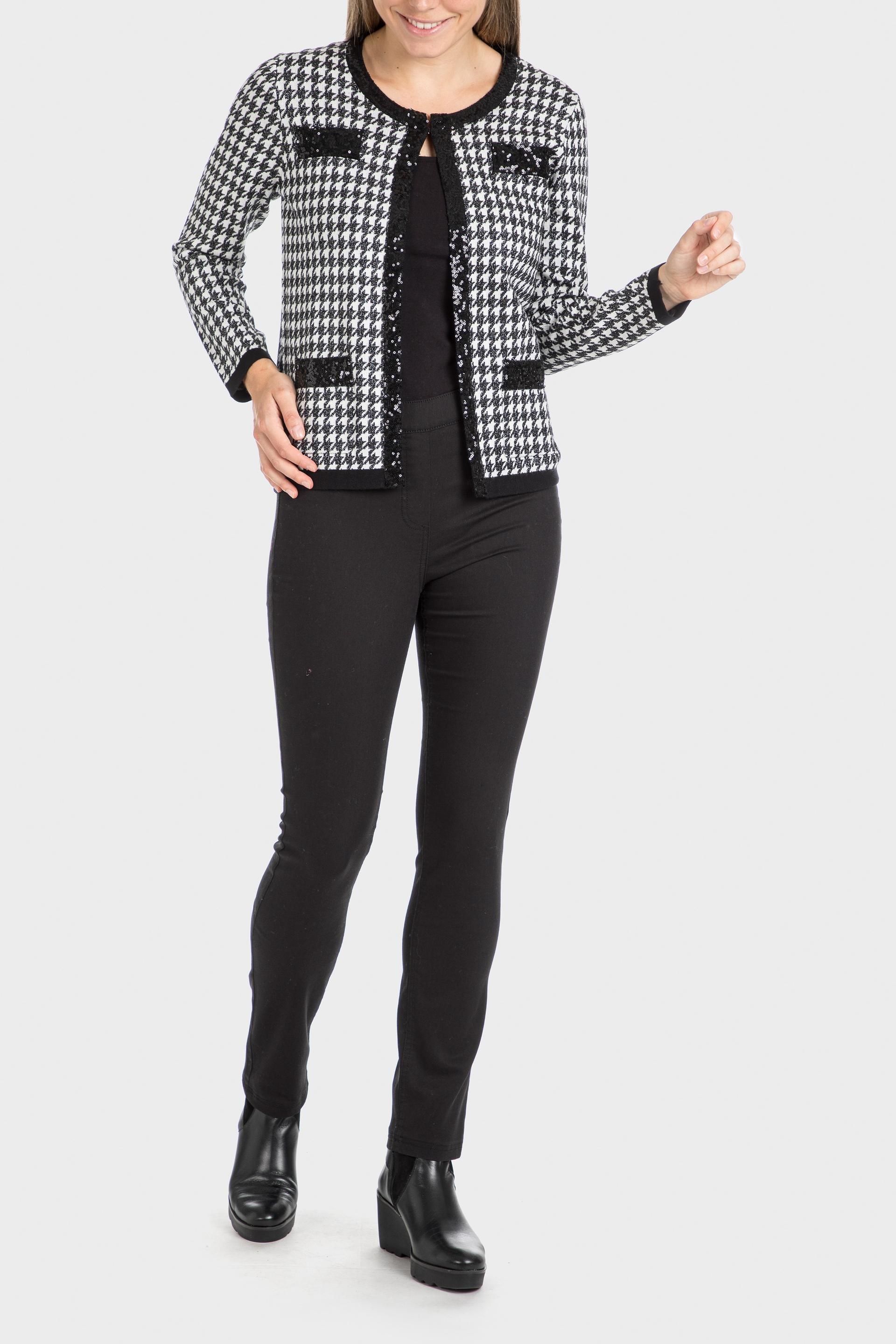 Black Houndstooth Cardigan, , large image number 0