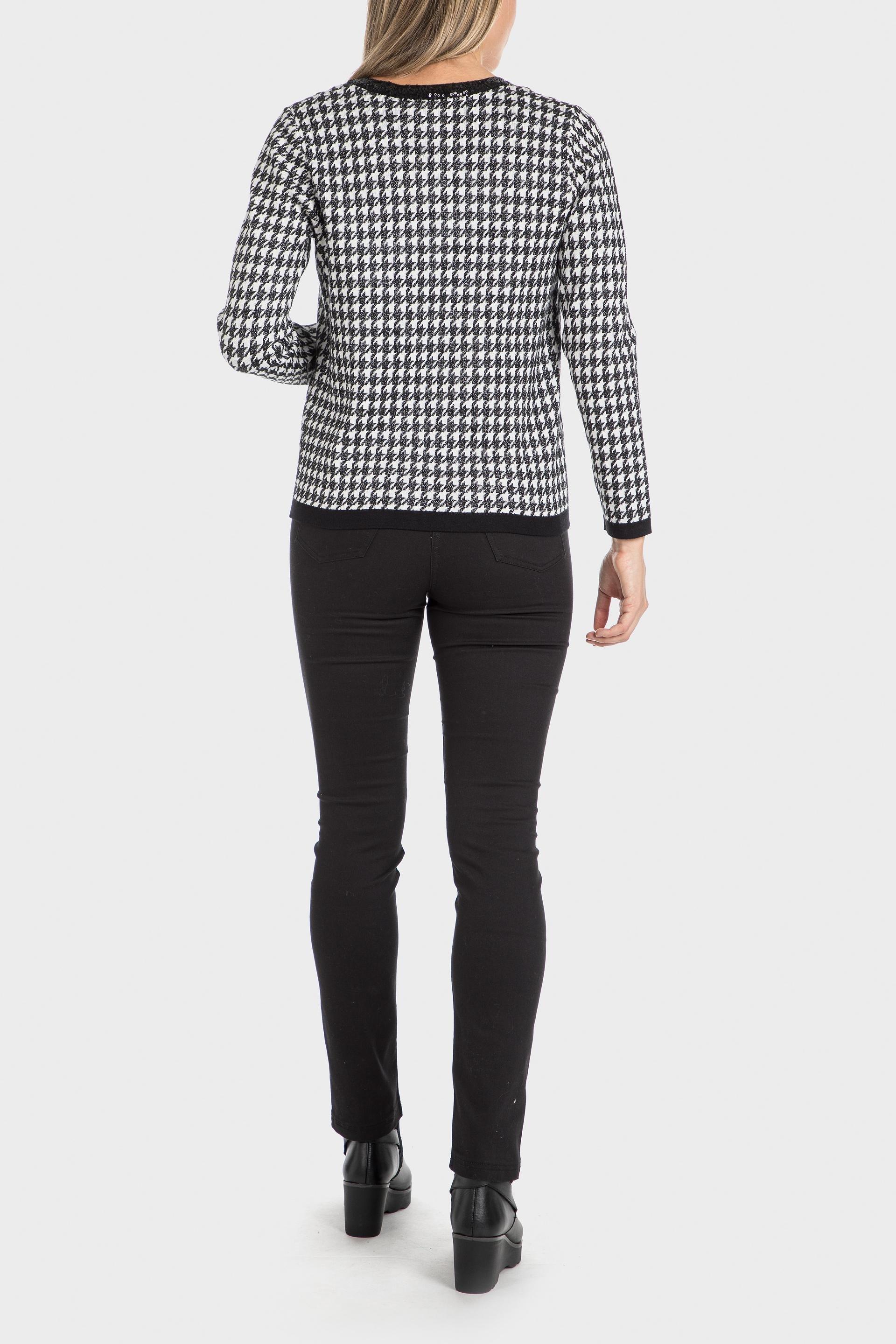 Black Houndstooth Cardigan, , large image number 1