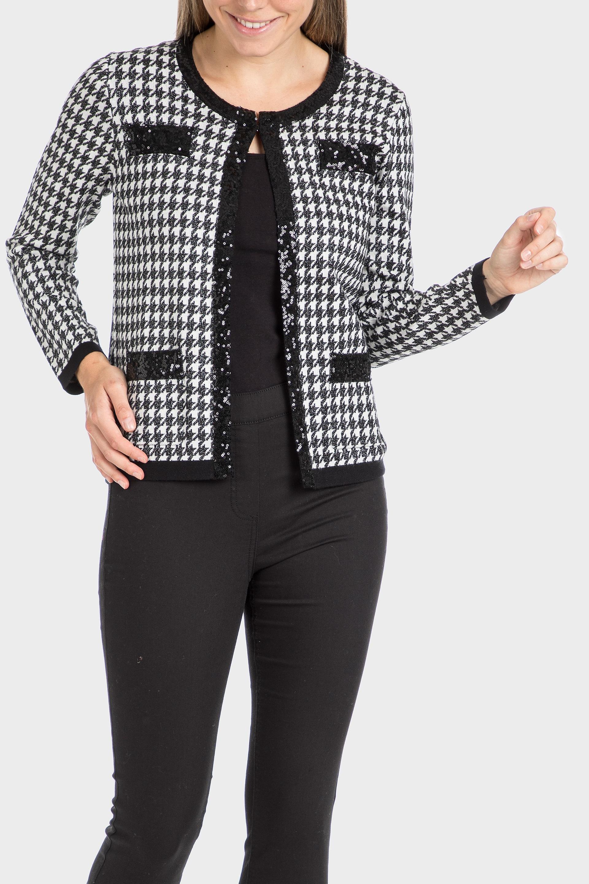 Black Houndstooth Cardigan, , large image number 2