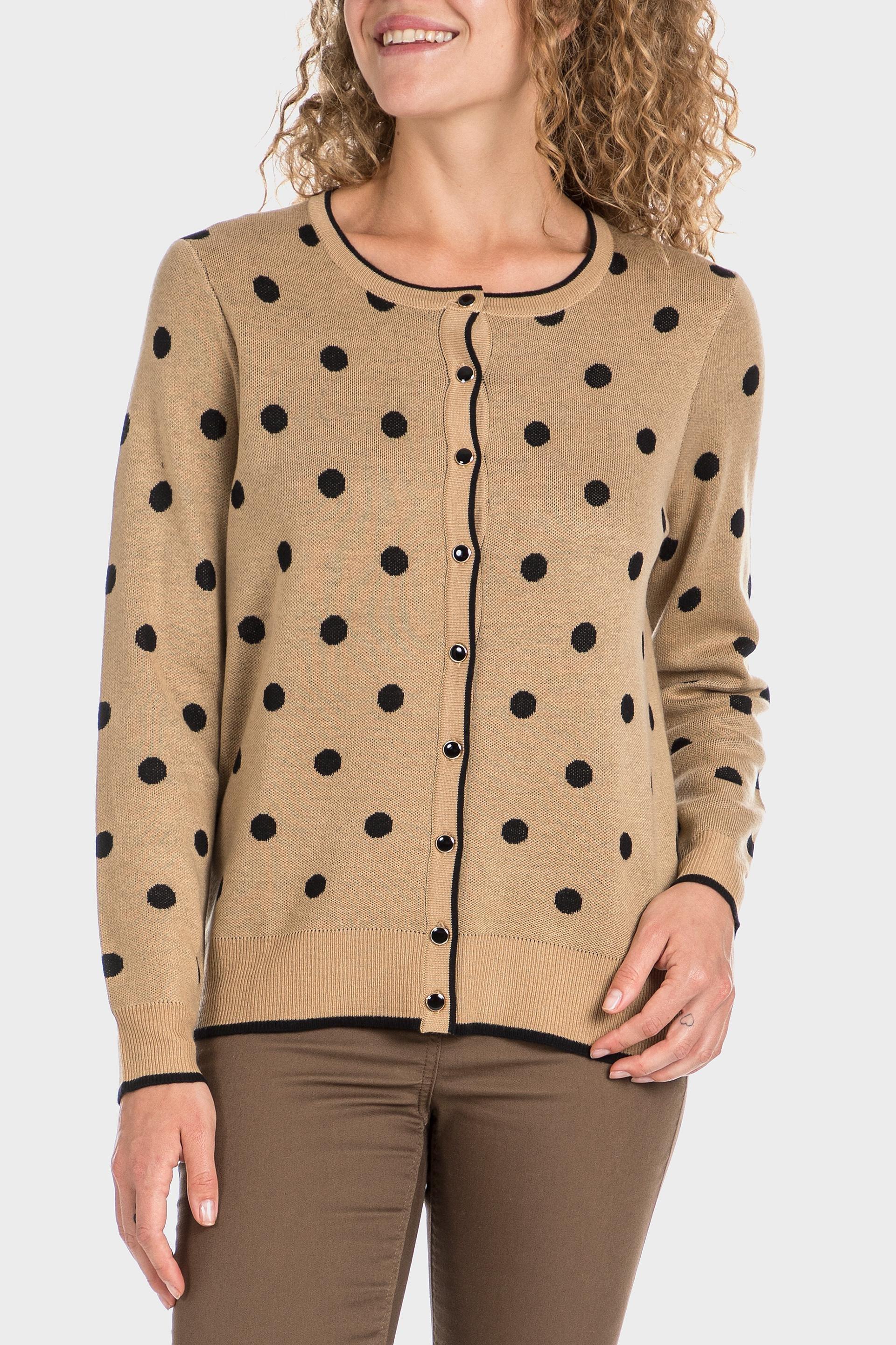 Brown Polka Dot Cardigan, , large image number 1